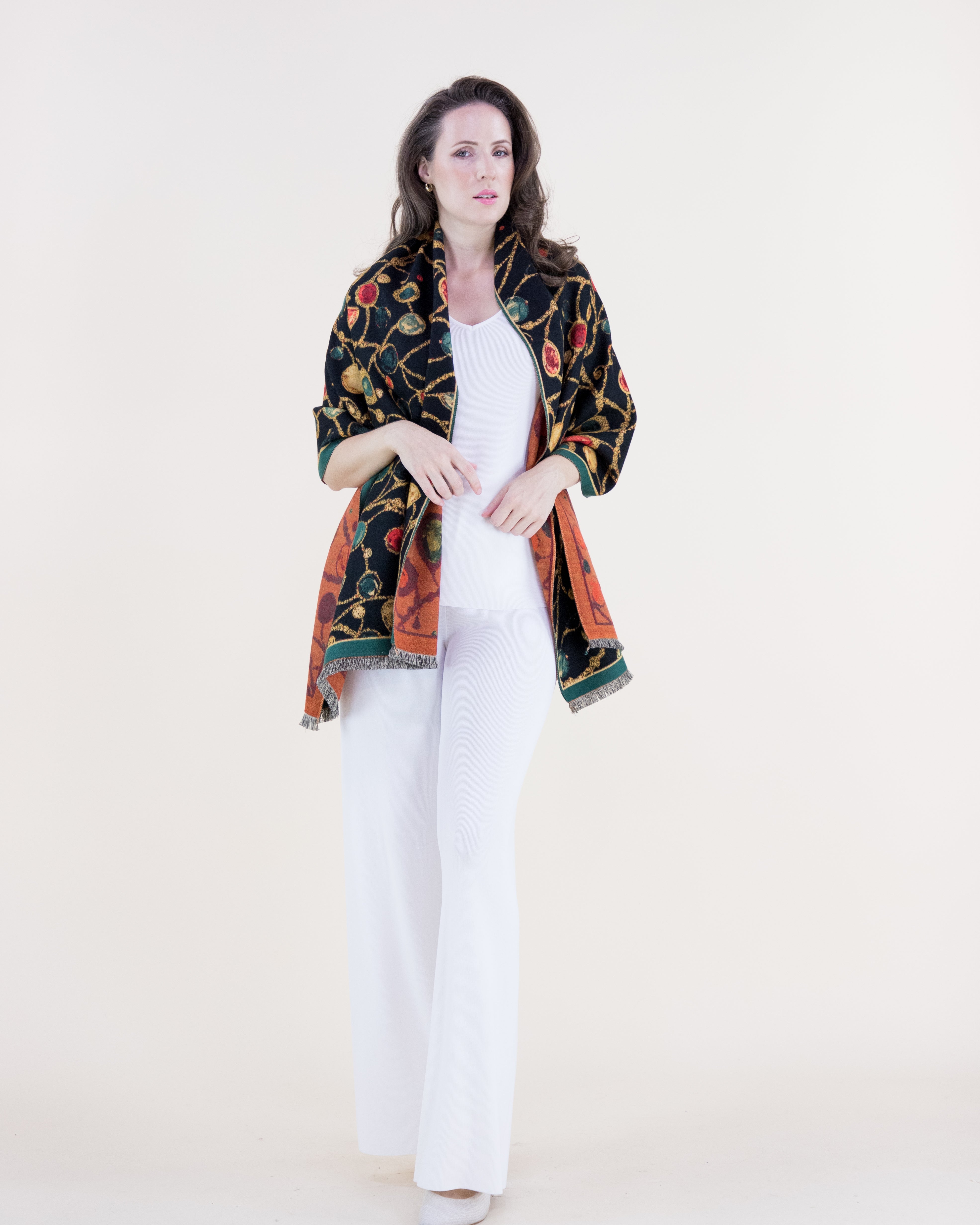 Gemstone Jewel Vines Premium Scarf - BLACK (Pack of 6)