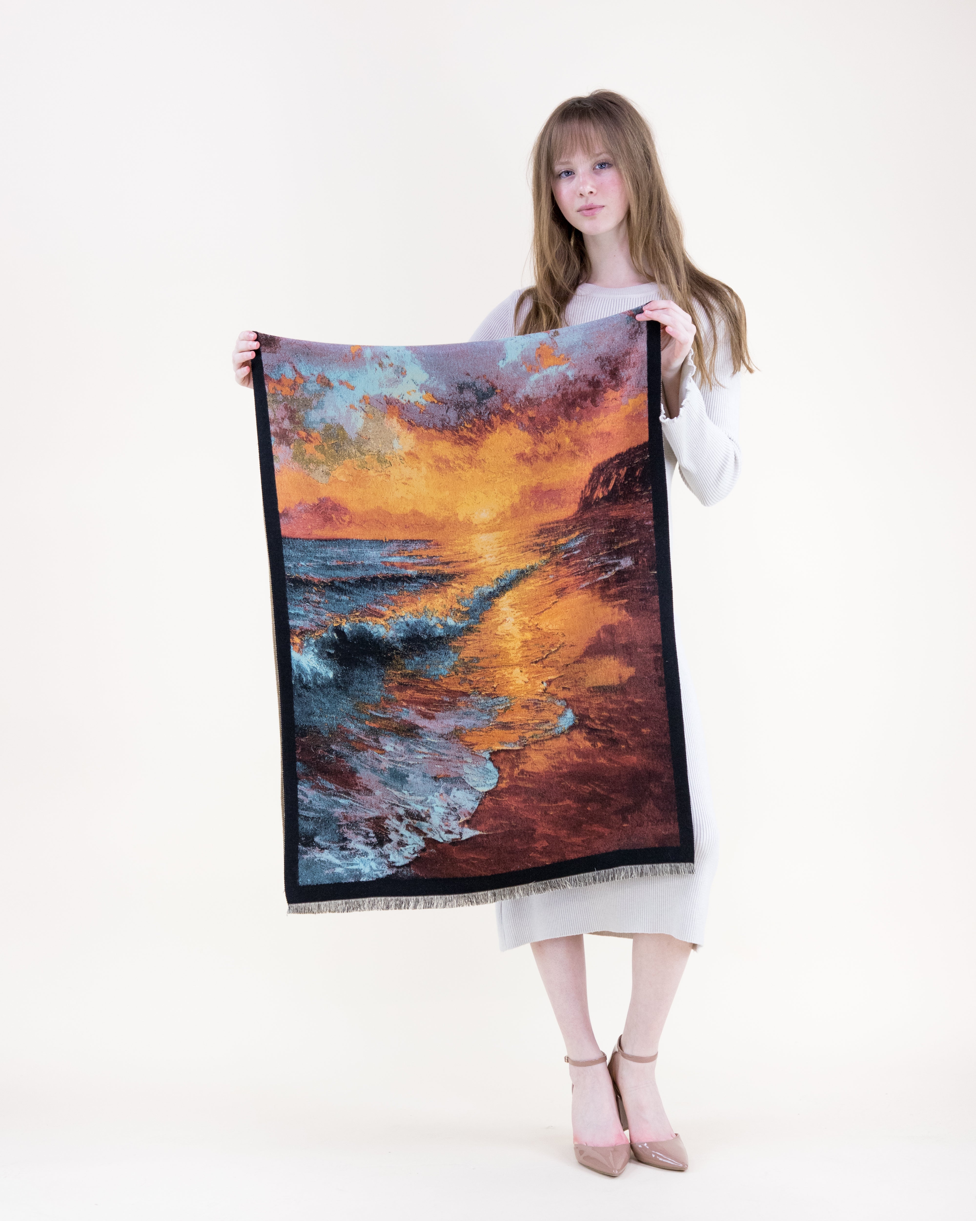 Autumn Beach Sunset Premium Scarf - RUST AQUA (Pack of 6)