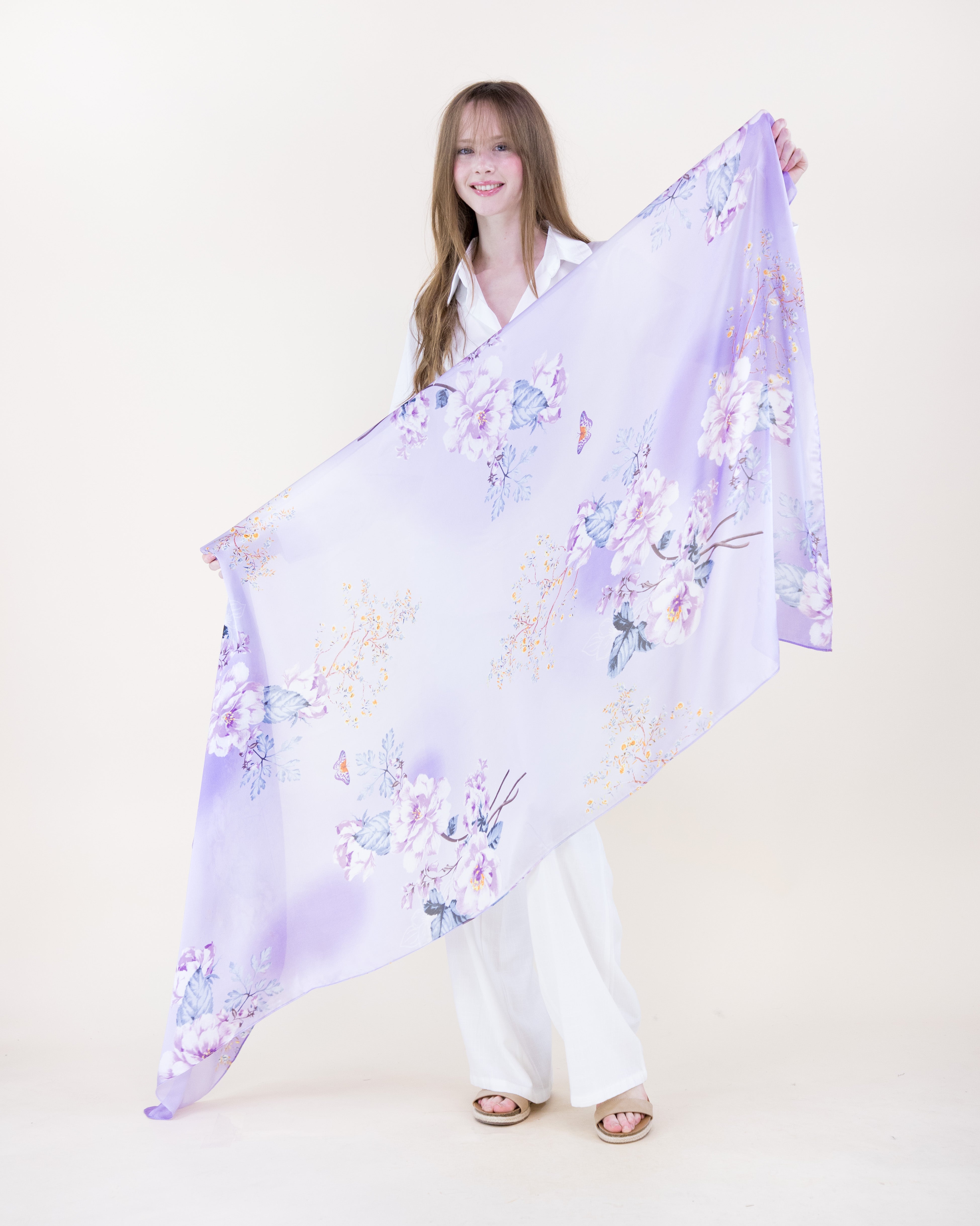Illusion Garden Satin Long Scarf - DUSTY ROSE (Pack of 6)