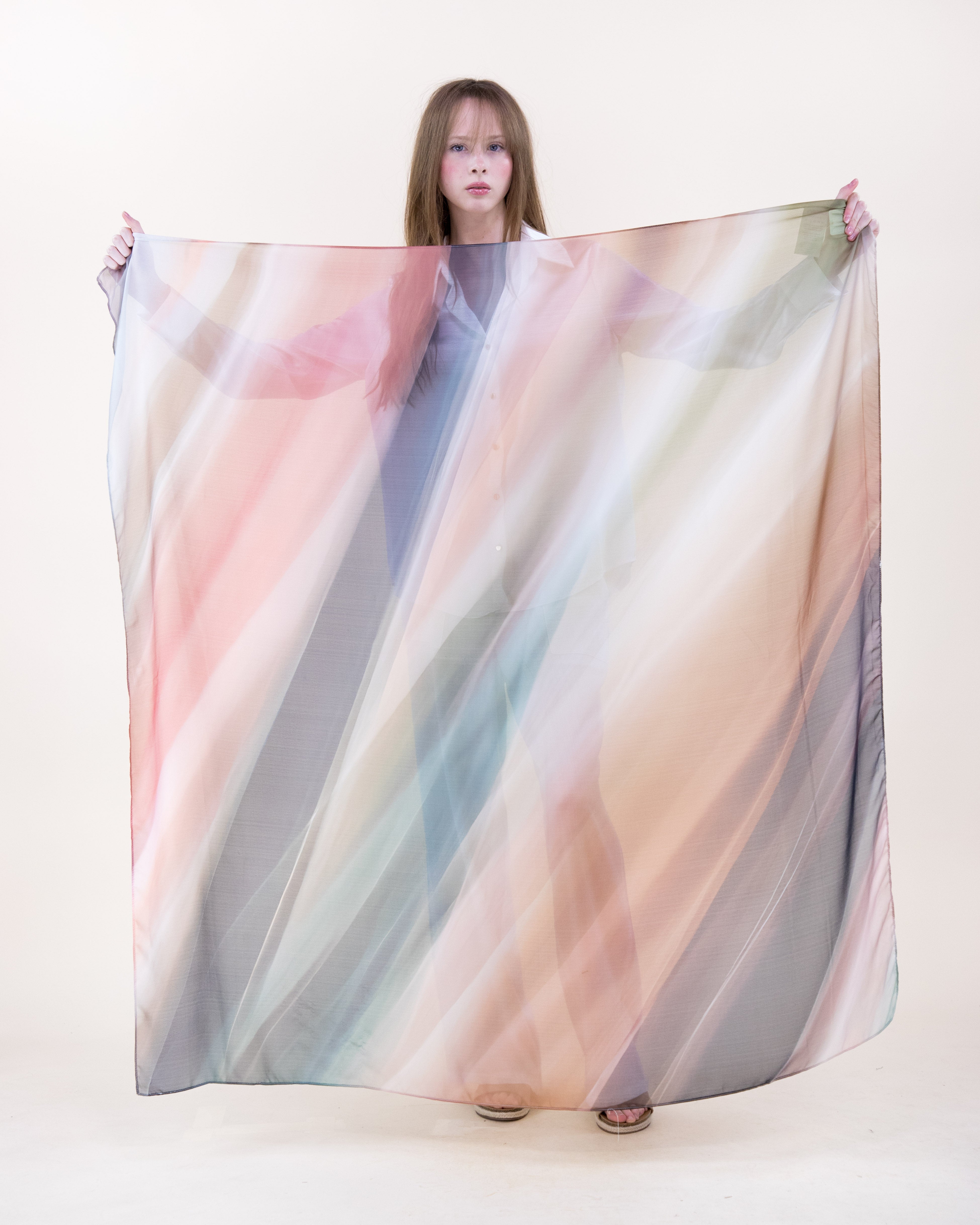 Rio Brushstroke Silky Large Square Scarf - TAN GREEN (Pack of 6)