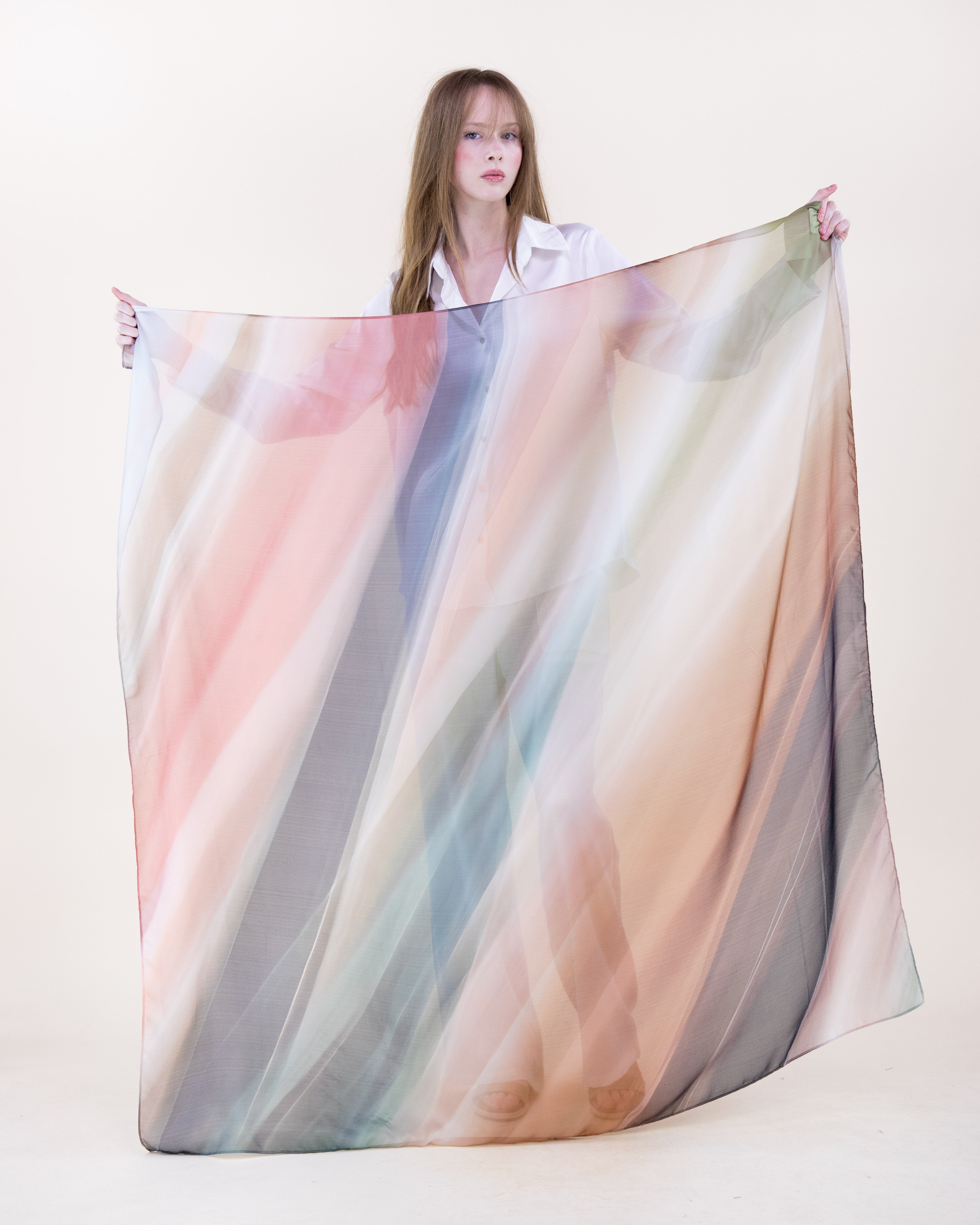 Rio Brushstroke Silky Large Square Scarf - TAN GREEN (Pack of 6)