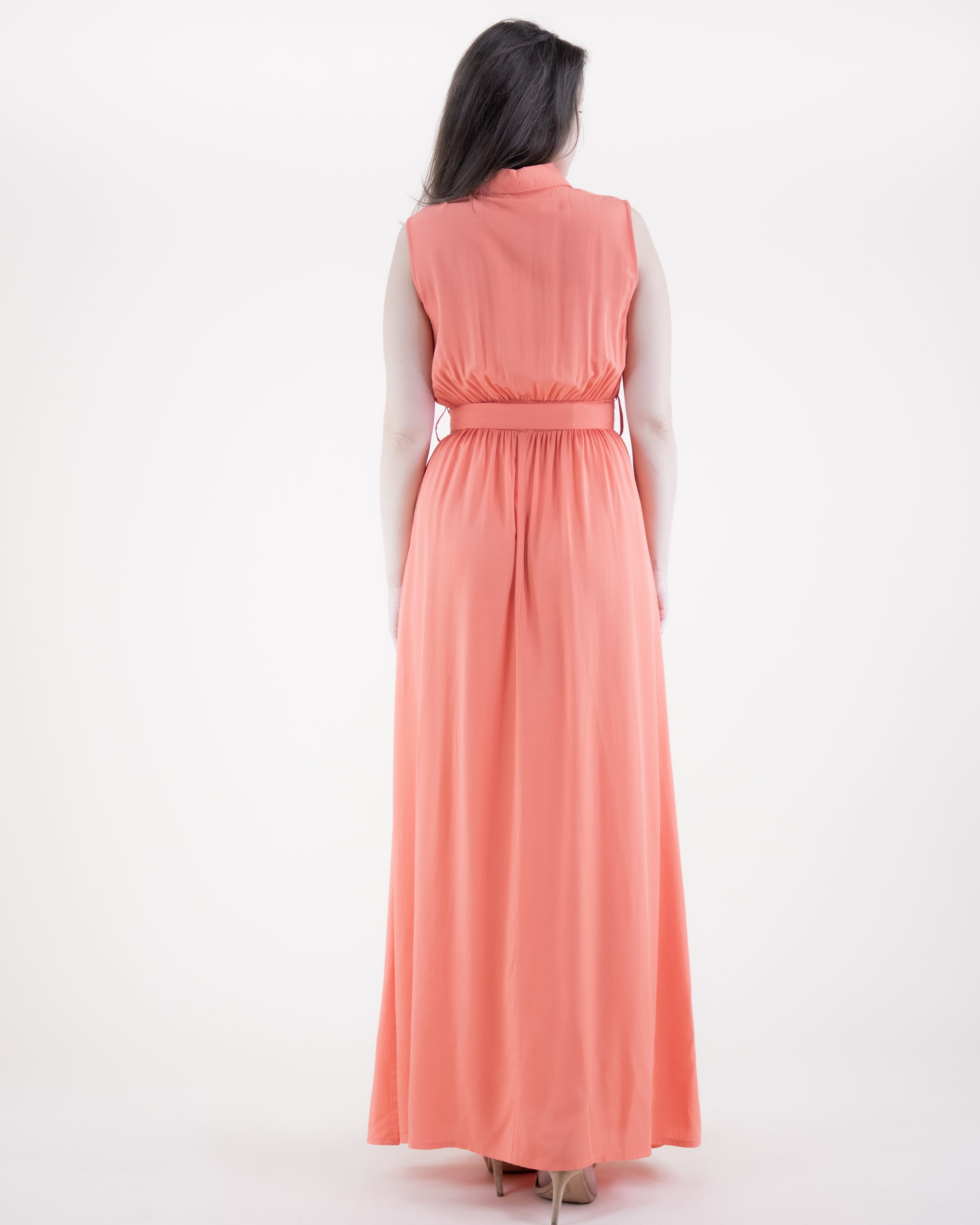 Breezy Sleeveless Button Front Pockets Maxi Dress - ORANGE (S/M, L/XL) (Pack of 6)