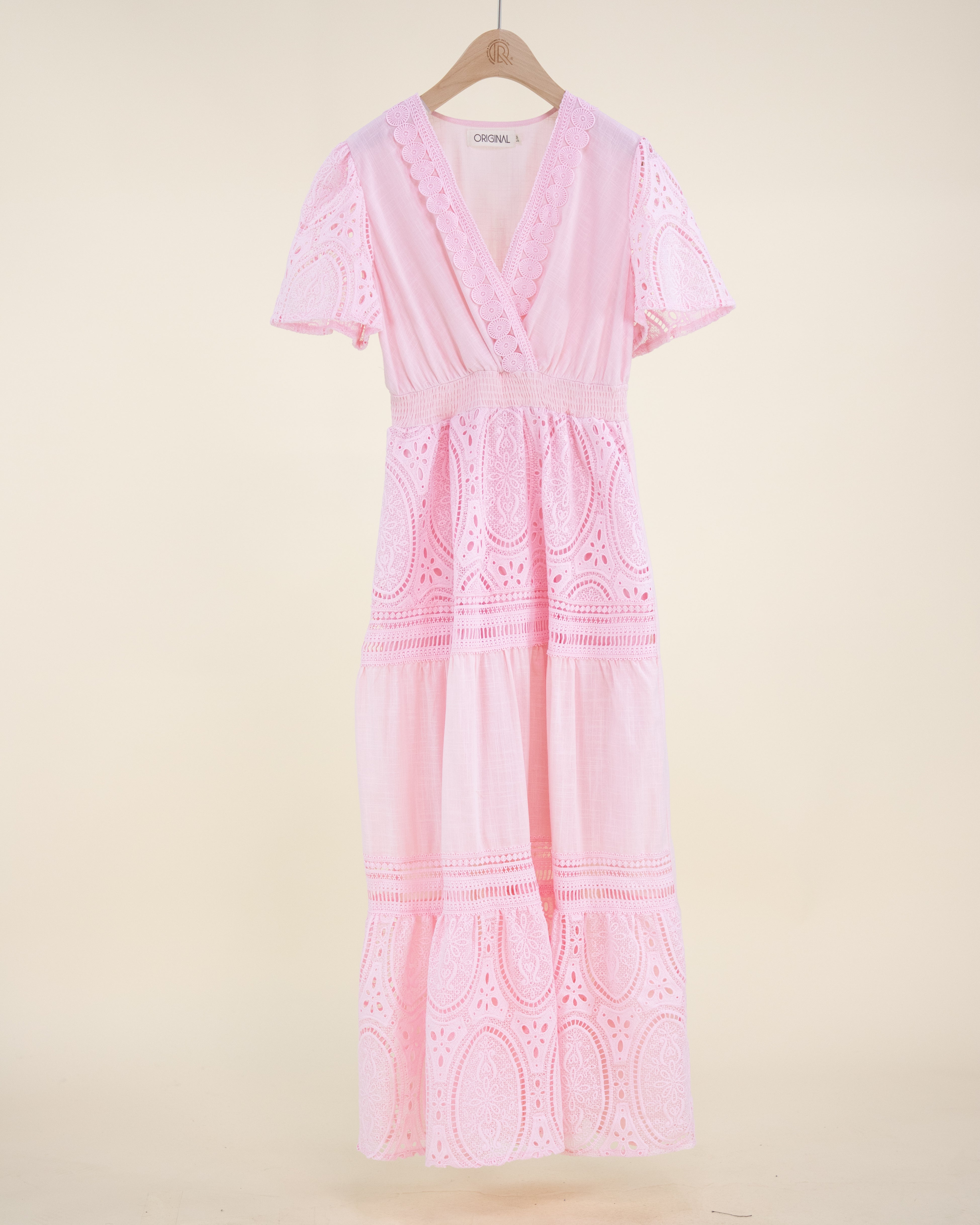 Garden Flora Lace Surplice Butterfly Sleeve Maxi Dress - WHITE (S/M, L/XL) (Pack of 6)