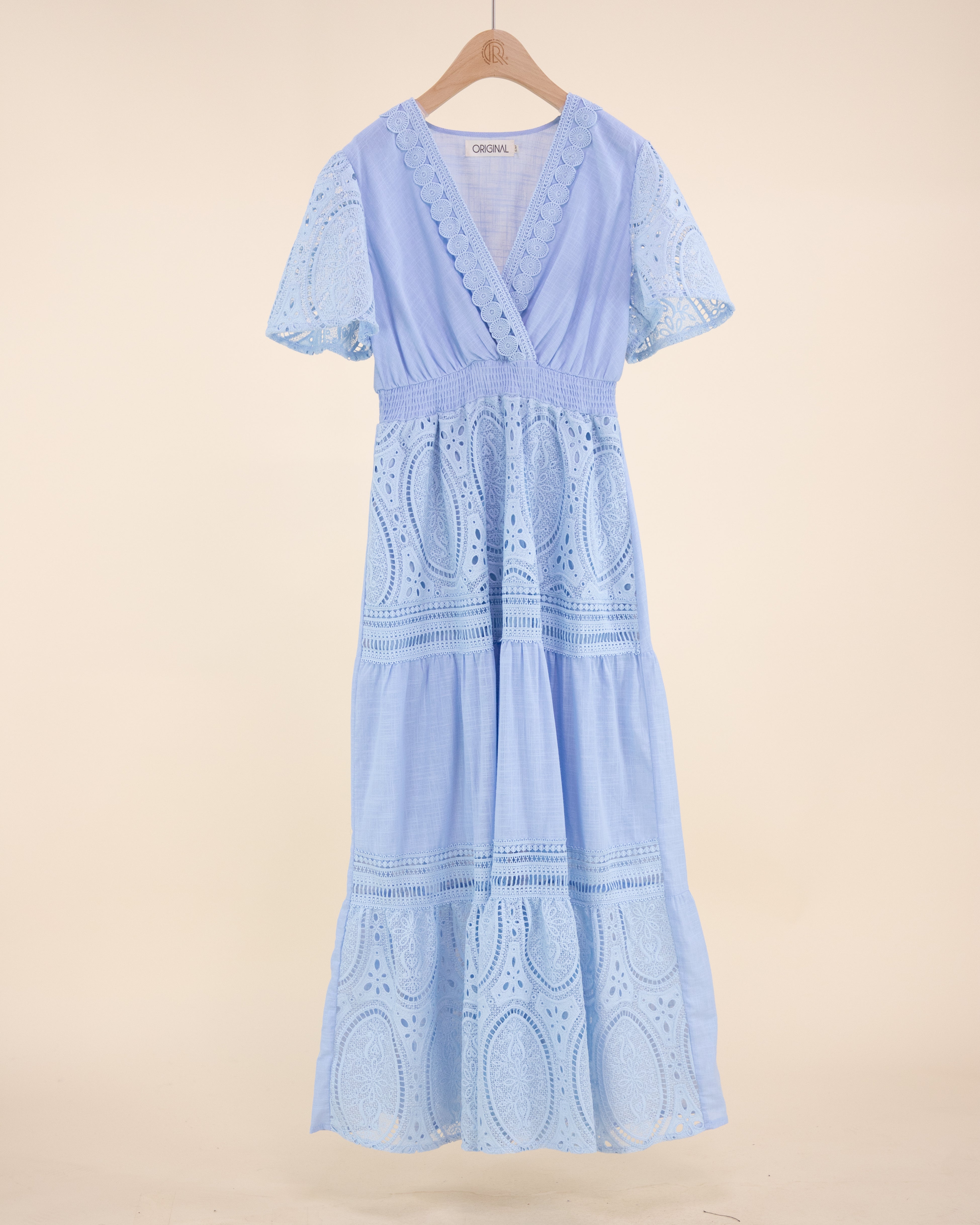 Garden Flora Lace Surplice Butterfly Sleeve Maxi Dress - WHITE (S/M, L/XL) (Pack of 6)