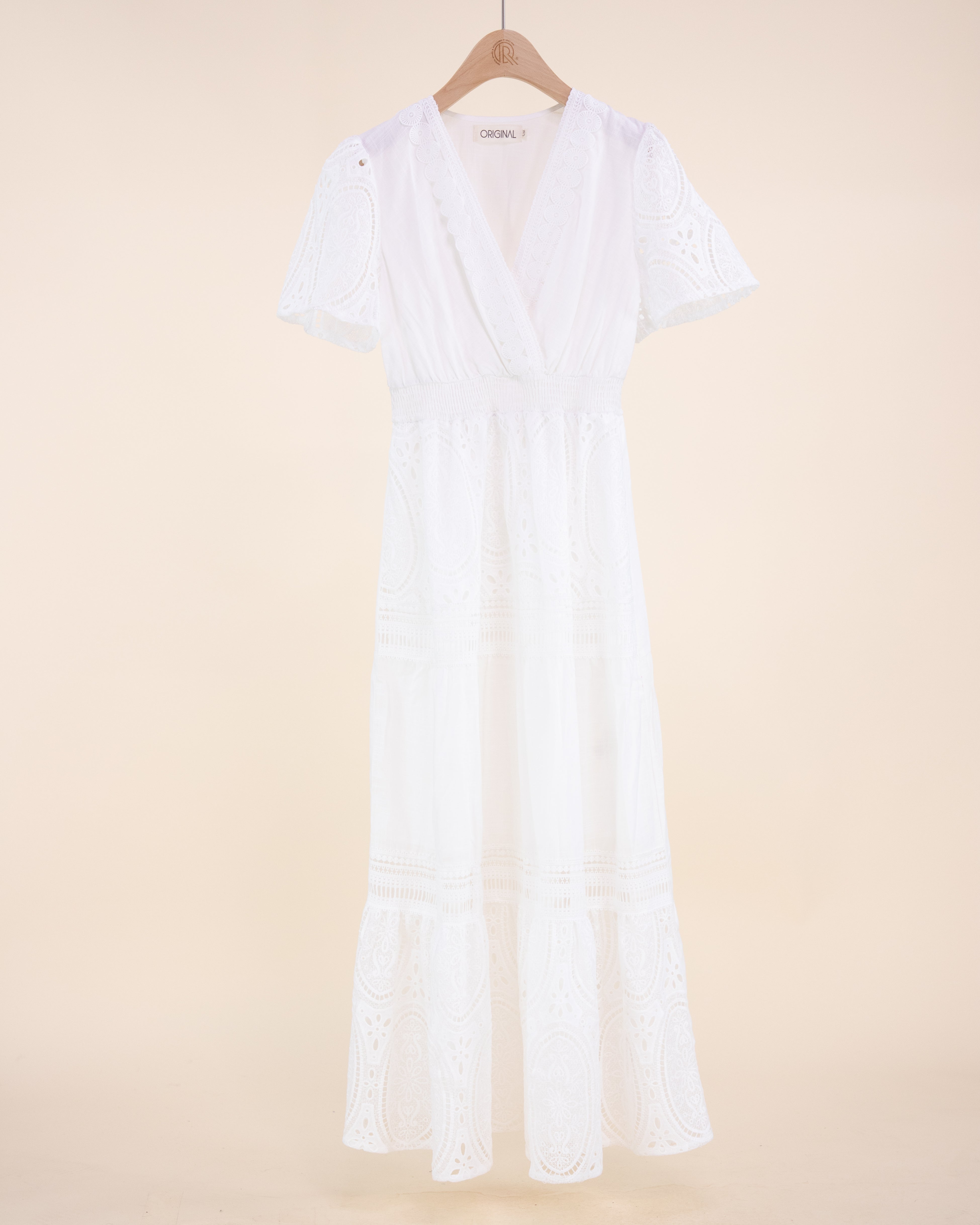 Garden Flora Lace Surplice Butterfly Sleeve Maxi Dress - WHITE (S/M, L/XL) (Pack of 6)