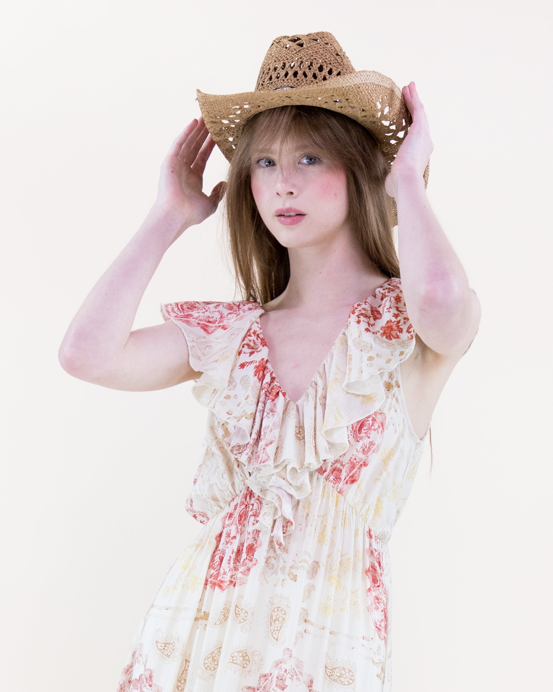 Crochet Concho Band Cowgirl Hat - WHITE (Pack of 6)