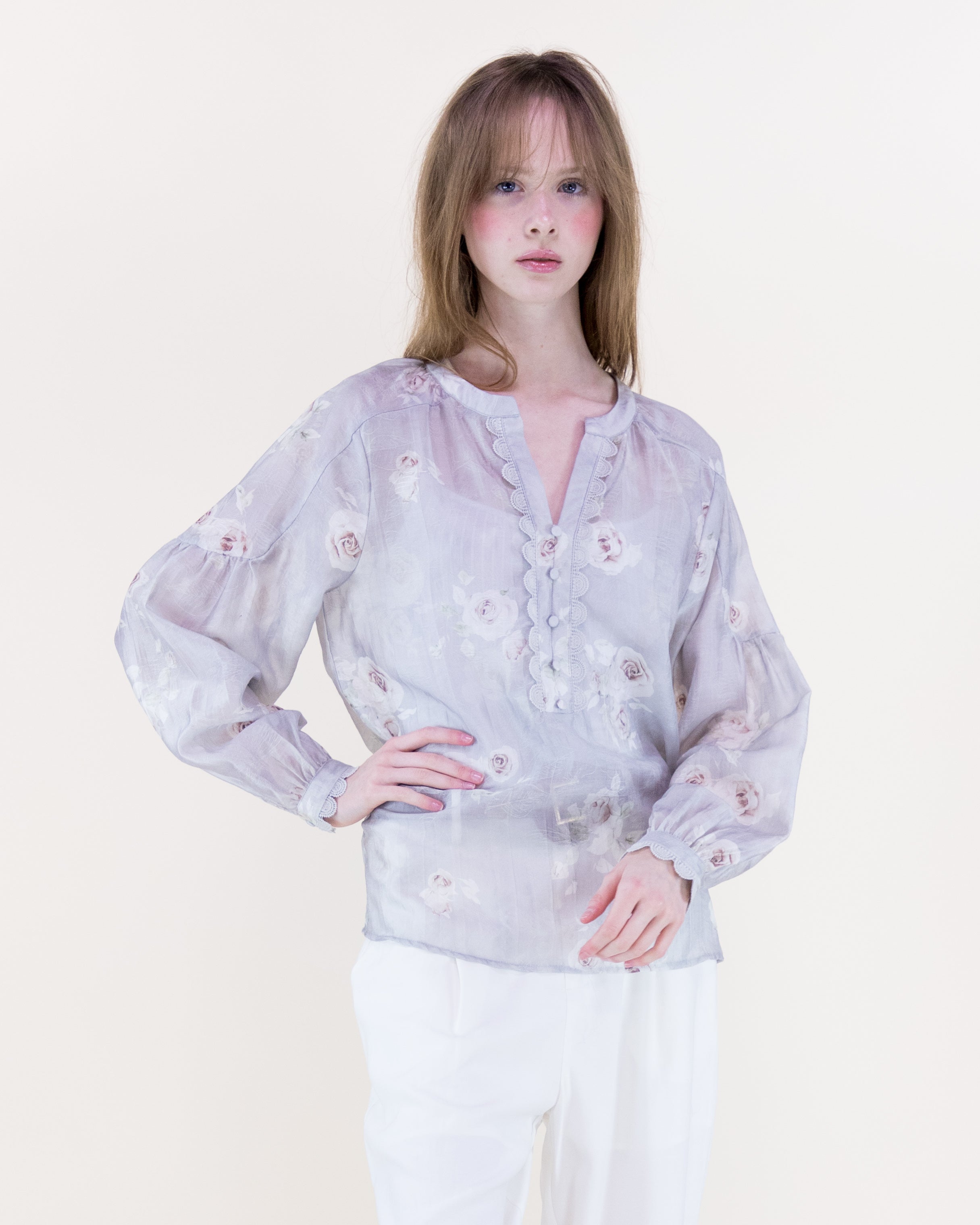Romantic Prairie Long Line Deep V-Neck Shirt - MAUVE (S/M, L/XL) (Pack of 6)