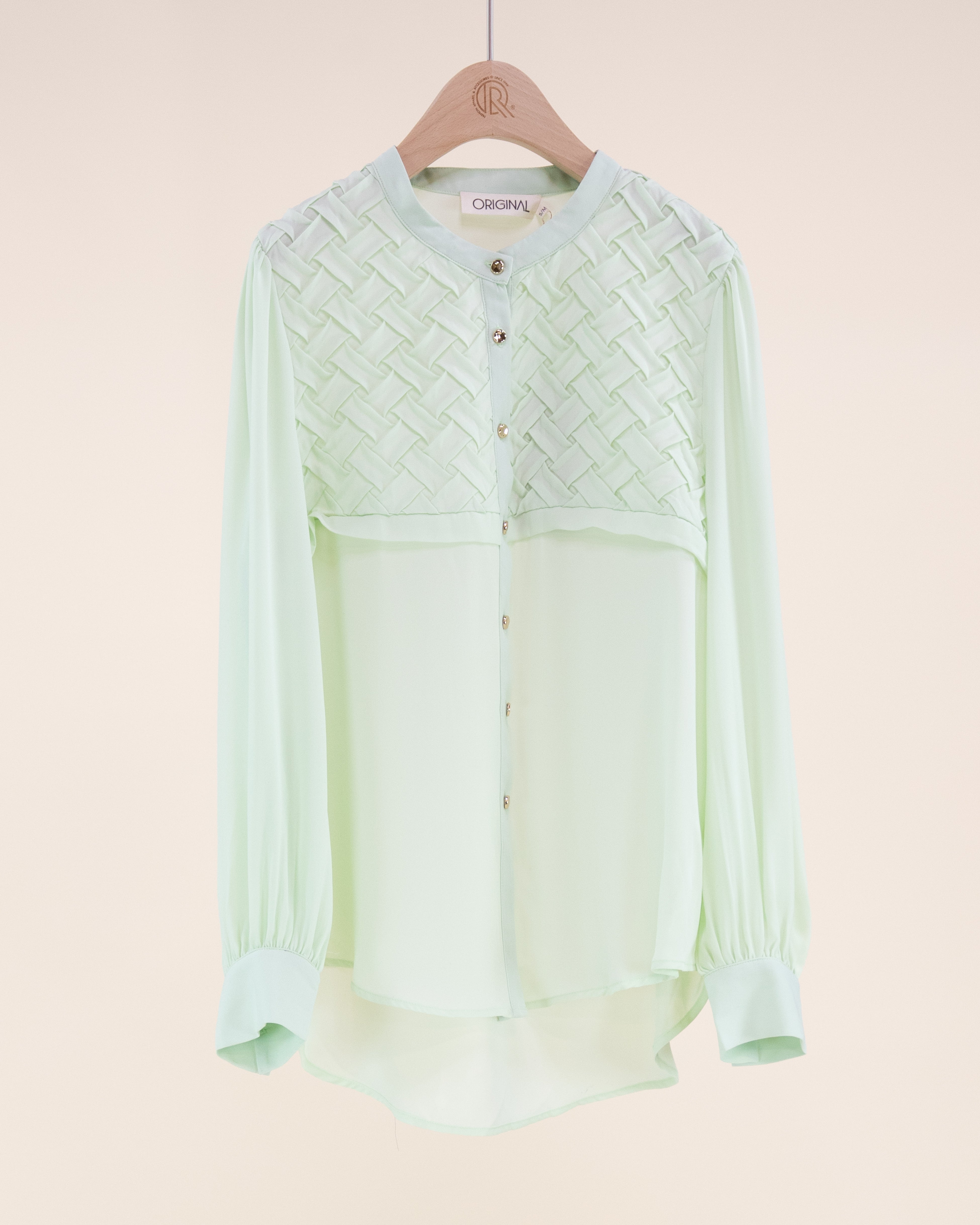 Atelier Lattice Yoke Button Up Blouse - BLACK (S/M, L/XL) (Pack of 6)