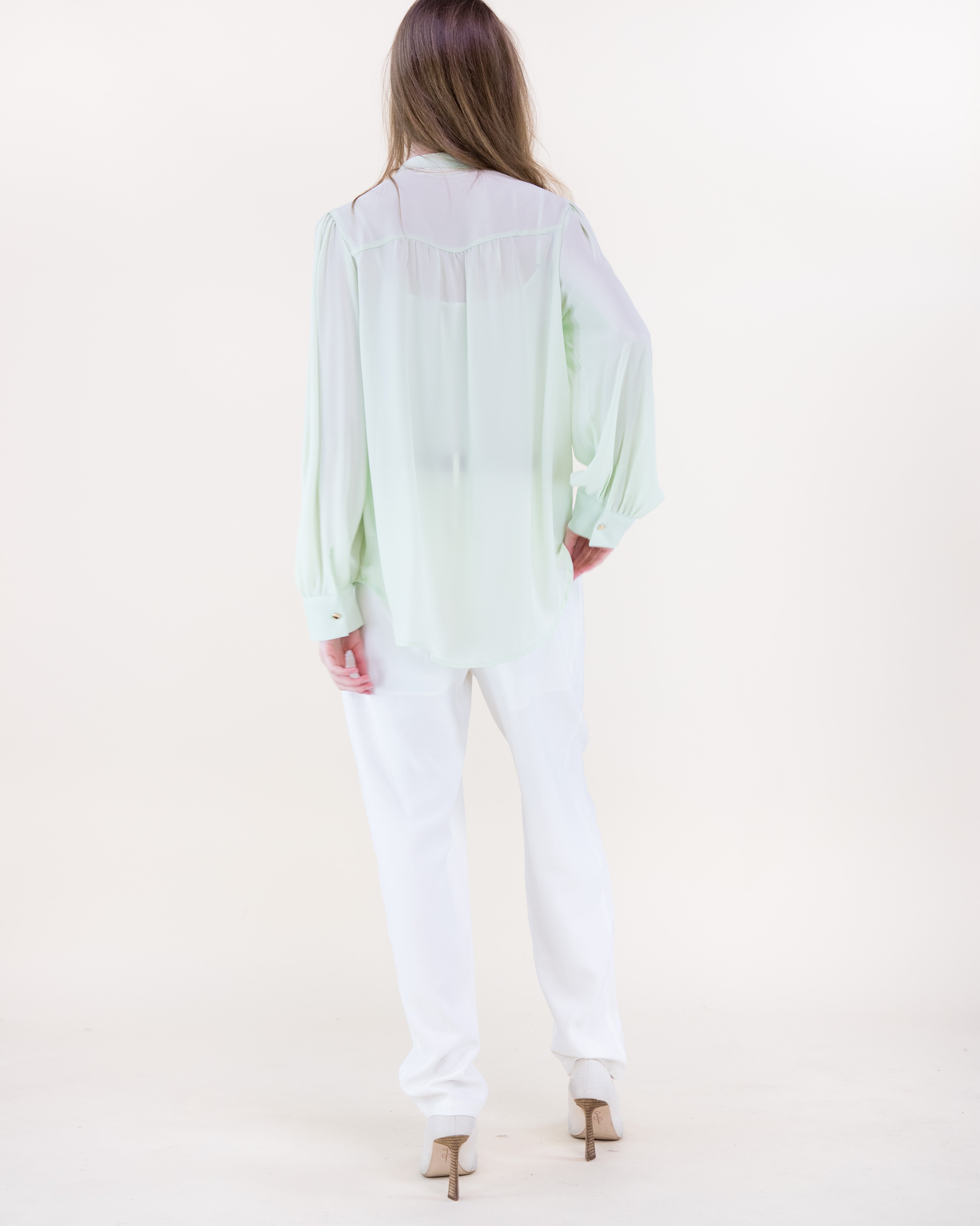 Atelier Lattice Yoke Button Up Blouse - BLACK (S/M, L/XL) (Pack of 6)