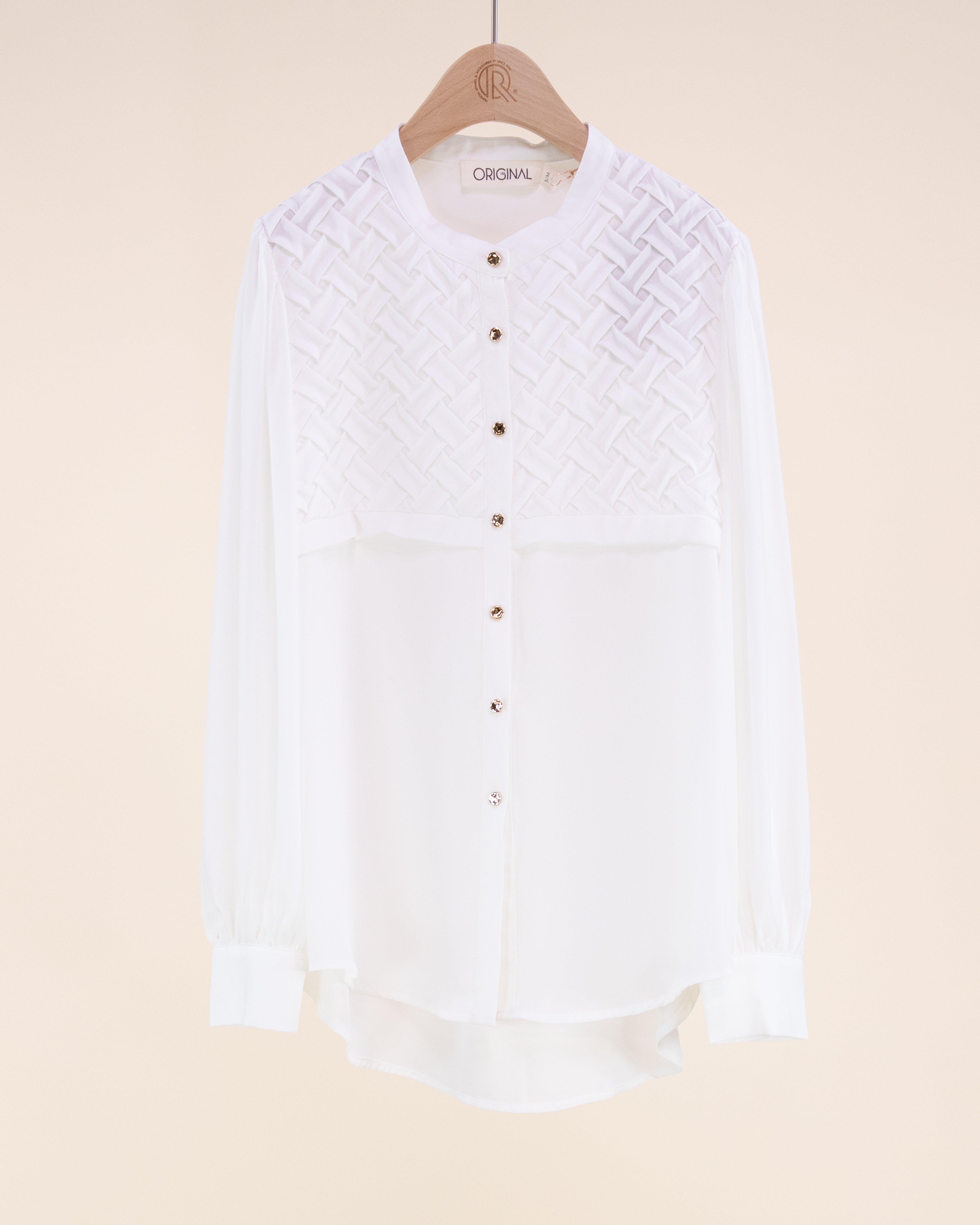 Atelier Lattice Yoke Button Up Blouse - BLACK (S/M, L/XL) (Pack of 6)