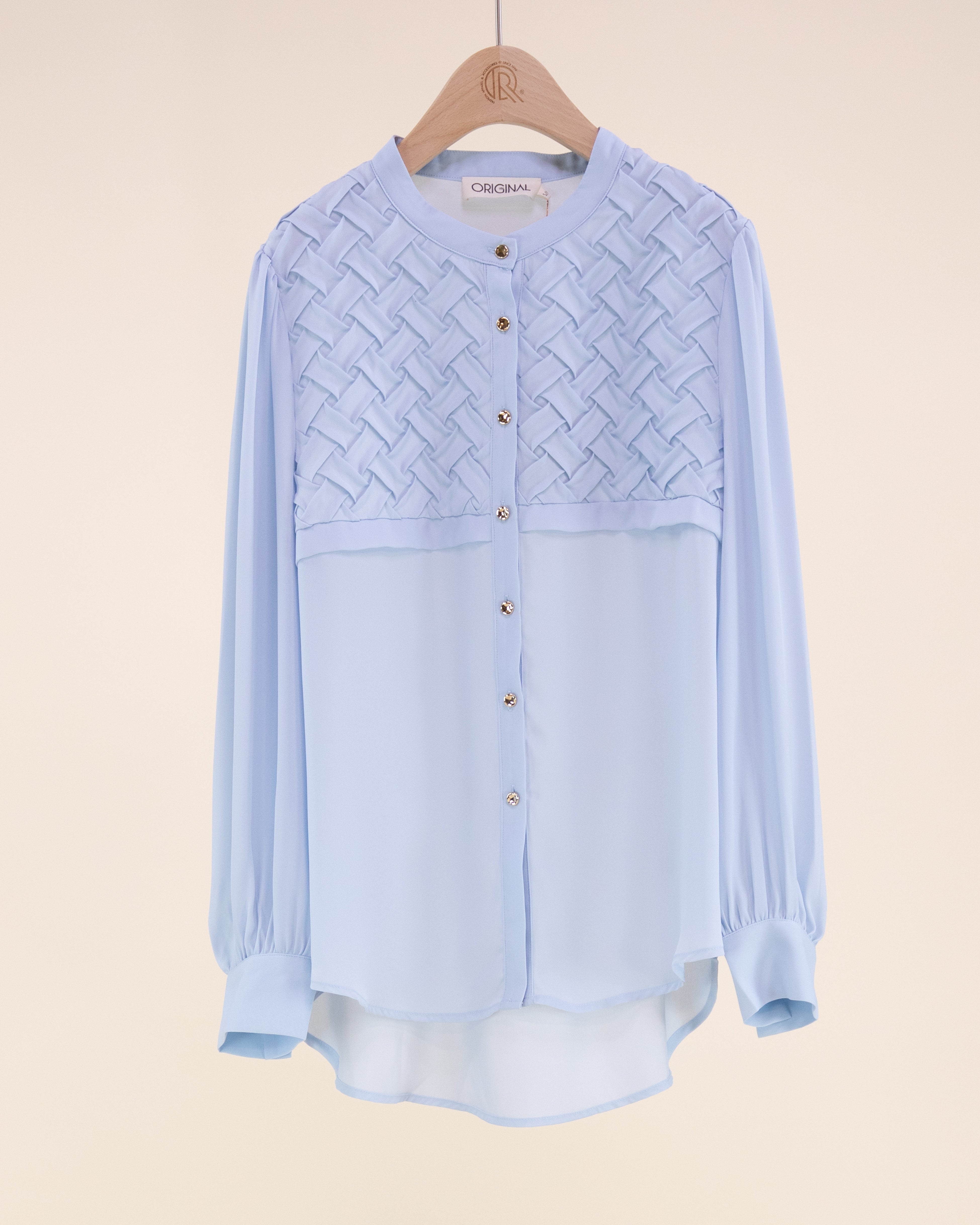 Atelier Lattice Yoke Button Up Blouse - BLACK (S/M, L/XL) (Pack of 6)