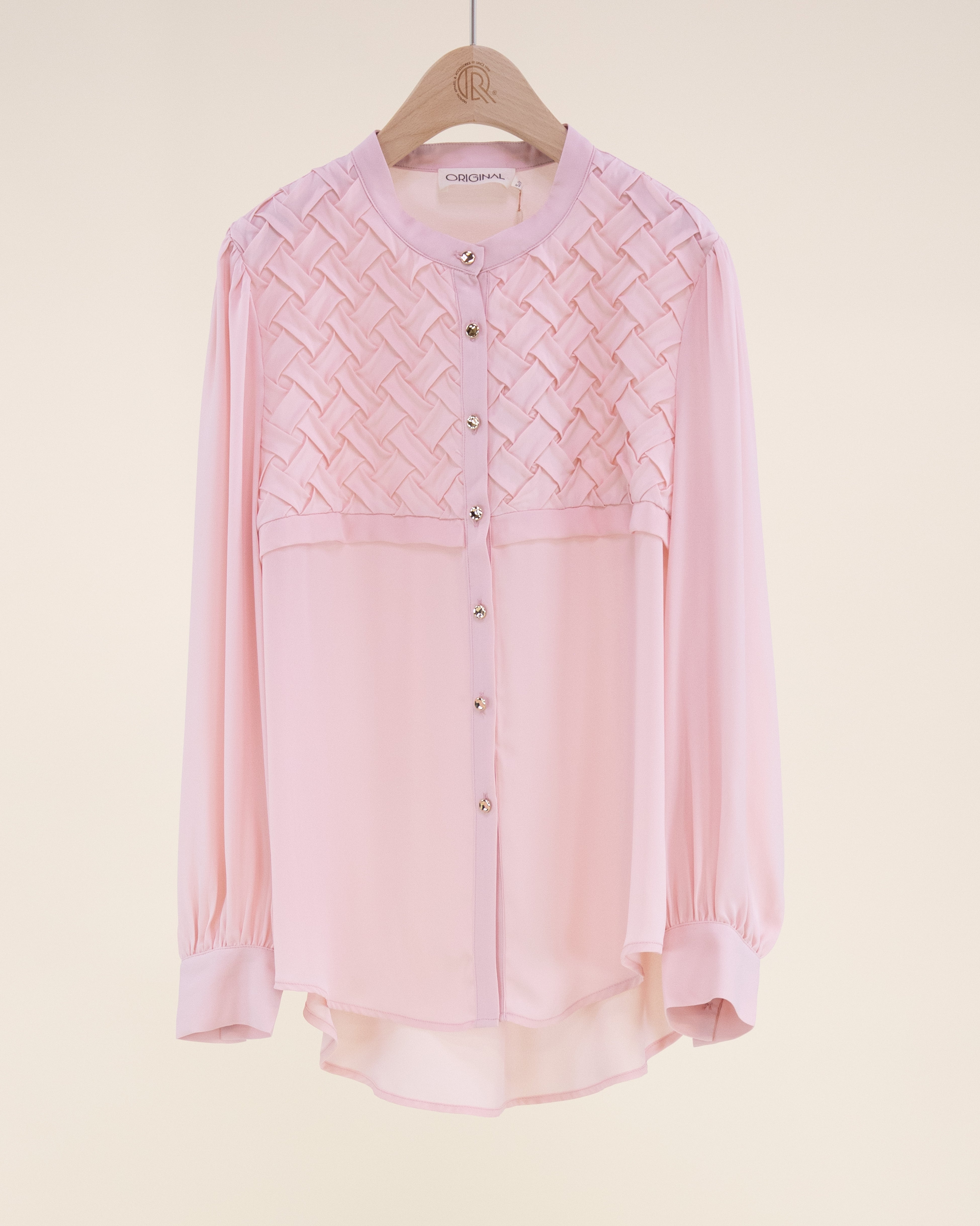 Atelier Lattice Yoke Button Up Blouse - BLACK (S/M, L/XL) (Pack of 6)