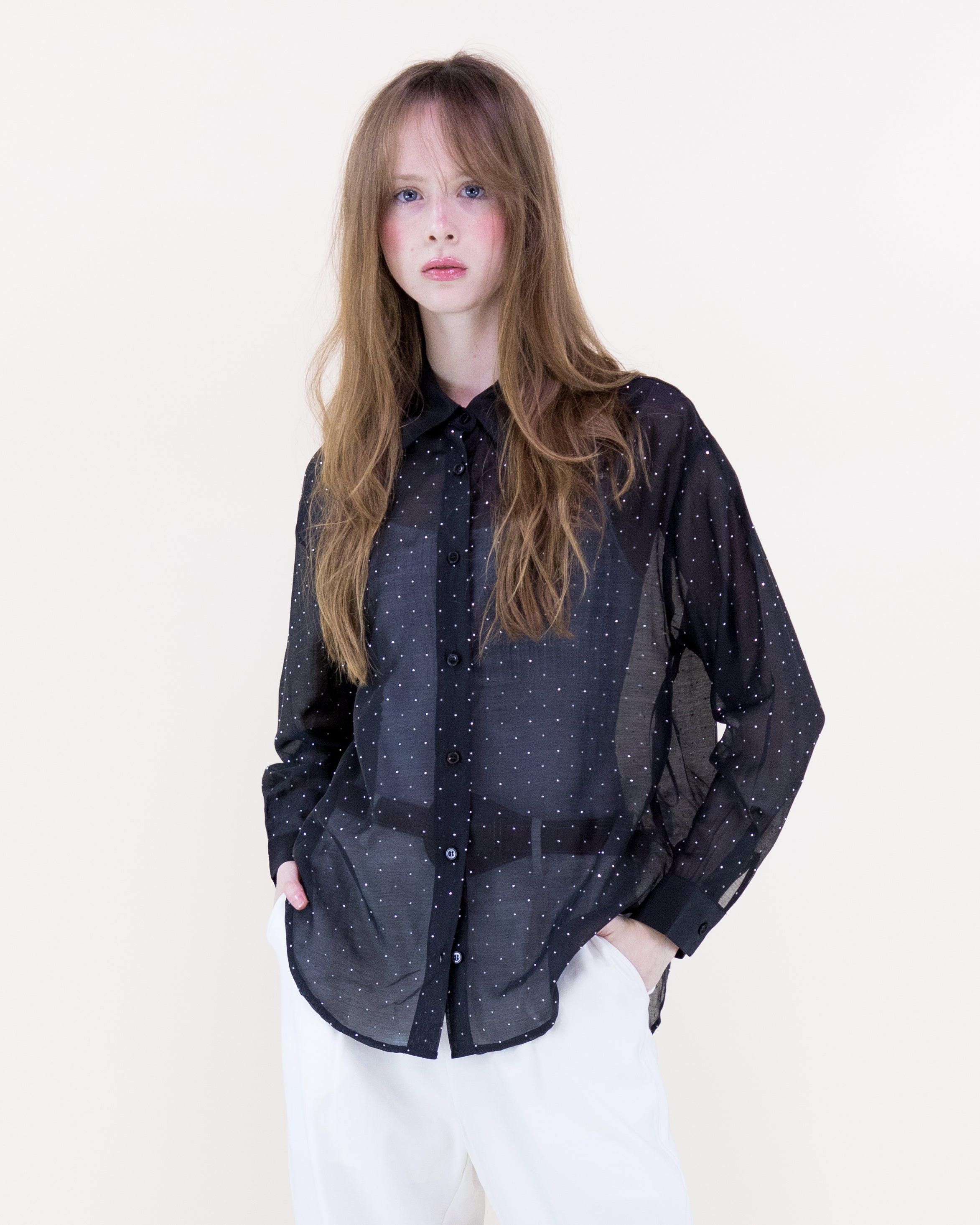 Atelier Shimmer Rhinestone Button Up Blouse - RUST (S/M, L/XL) (Pack of 6)