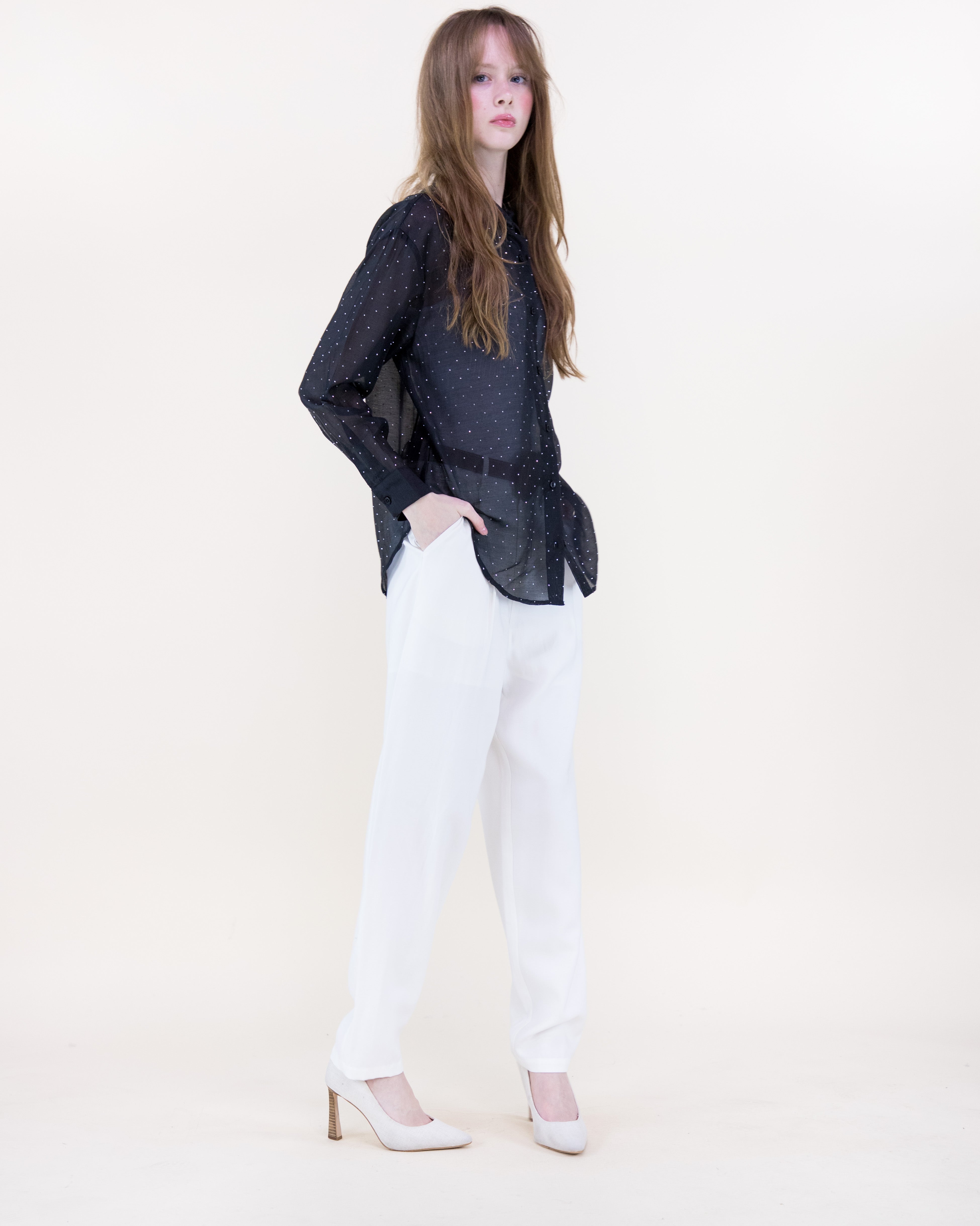 Atelier Shimmer Rhinestone Button Up Blouse - RUST (S/M, L/XL) (Pack of 6)