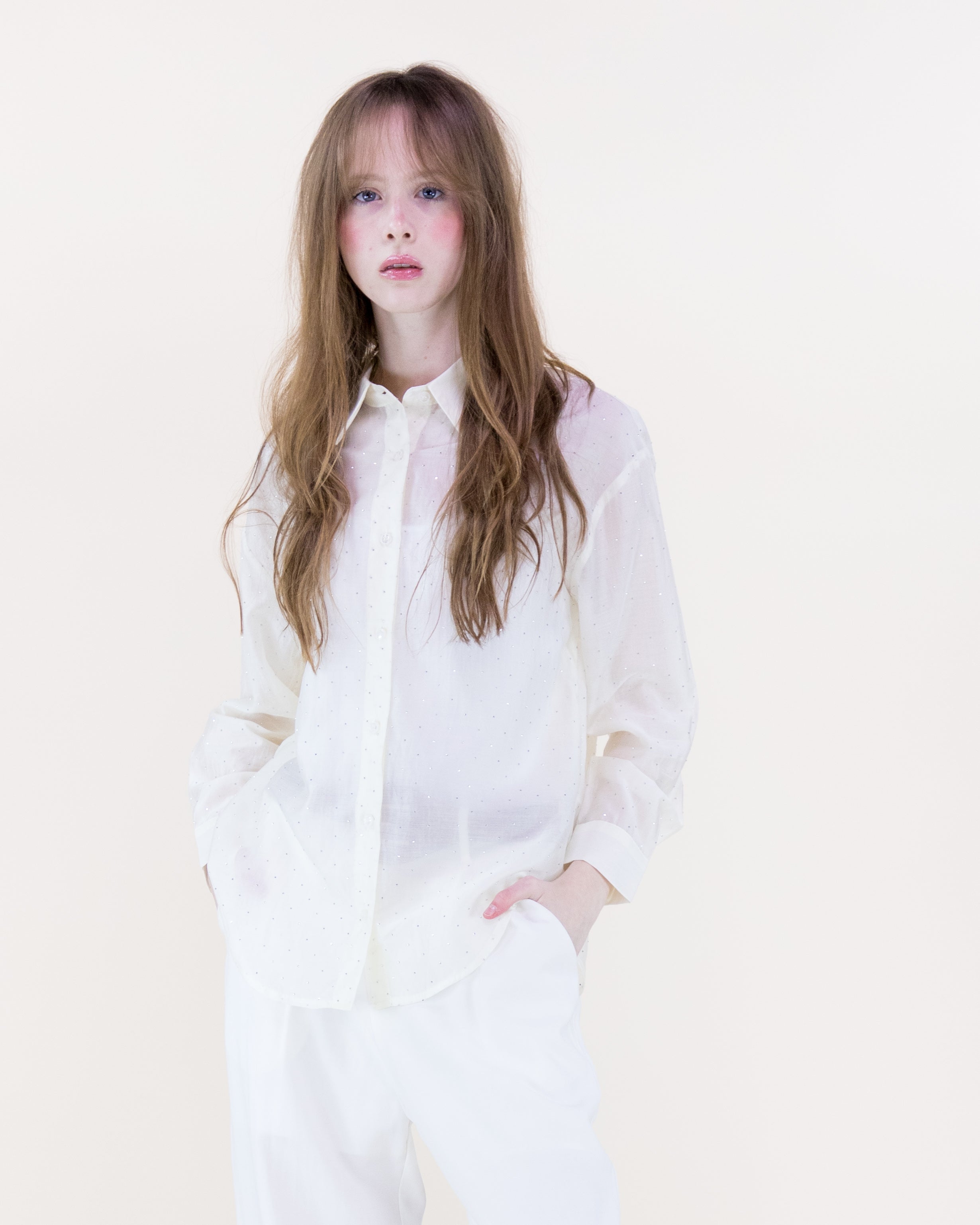 Atelier Shimmer Rhinestone Button Up Blouse - RUST (S/M, L/XL) (Pack of 6)