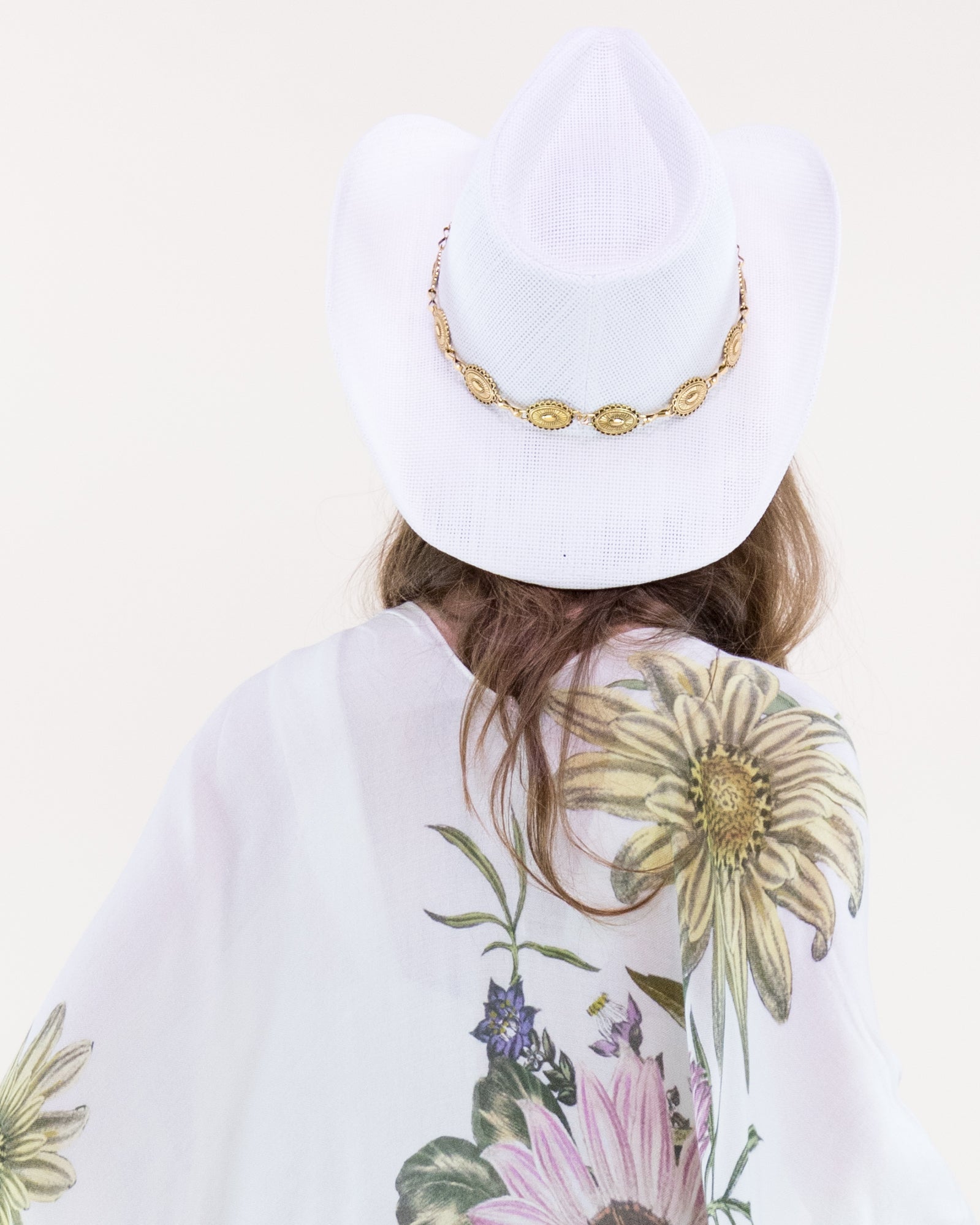 Gold Concho Cowgirl Hat - WHITE (Pack of 6)