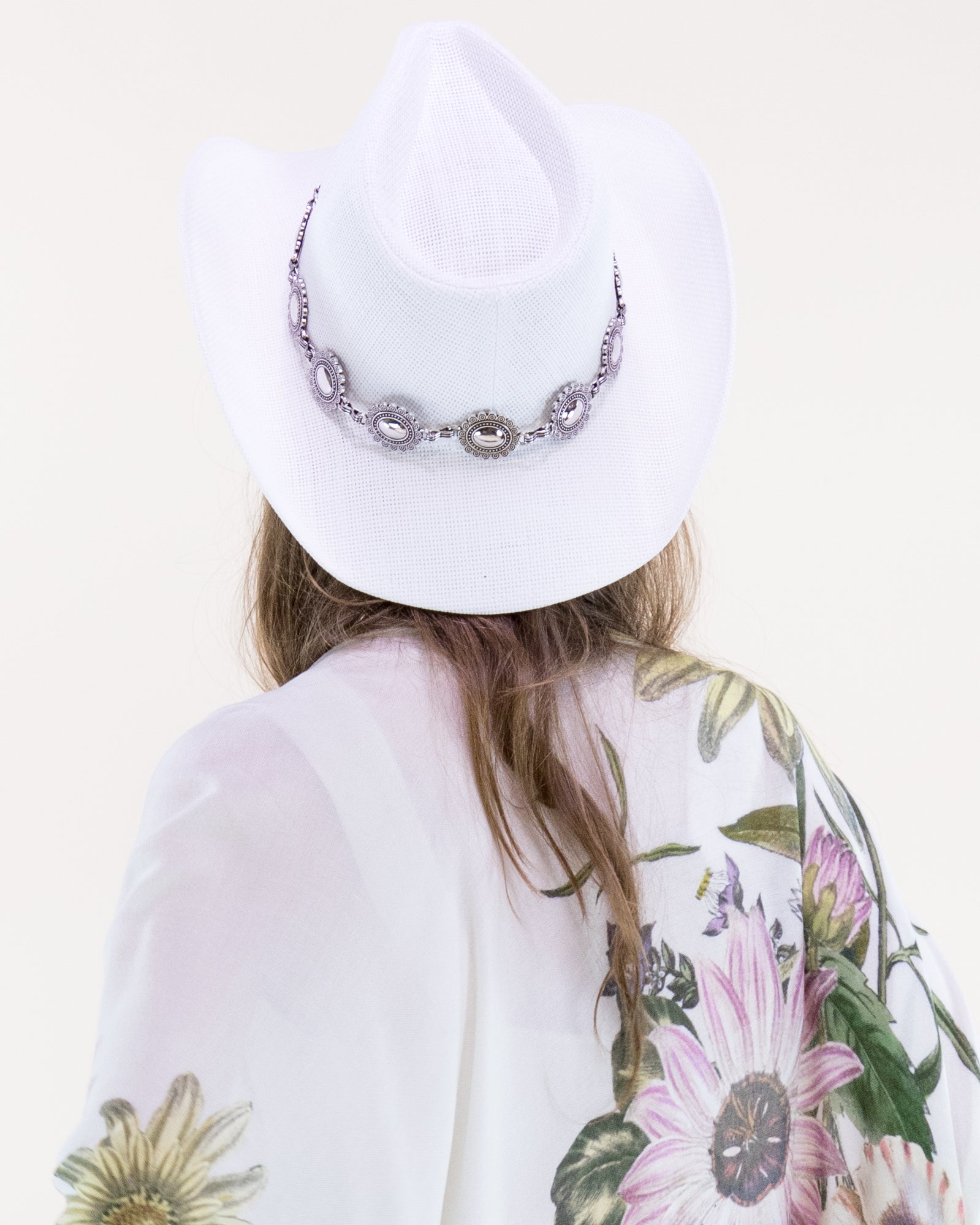 Silver Concho Cowgirl Hat - WHITE (Pack of 6)