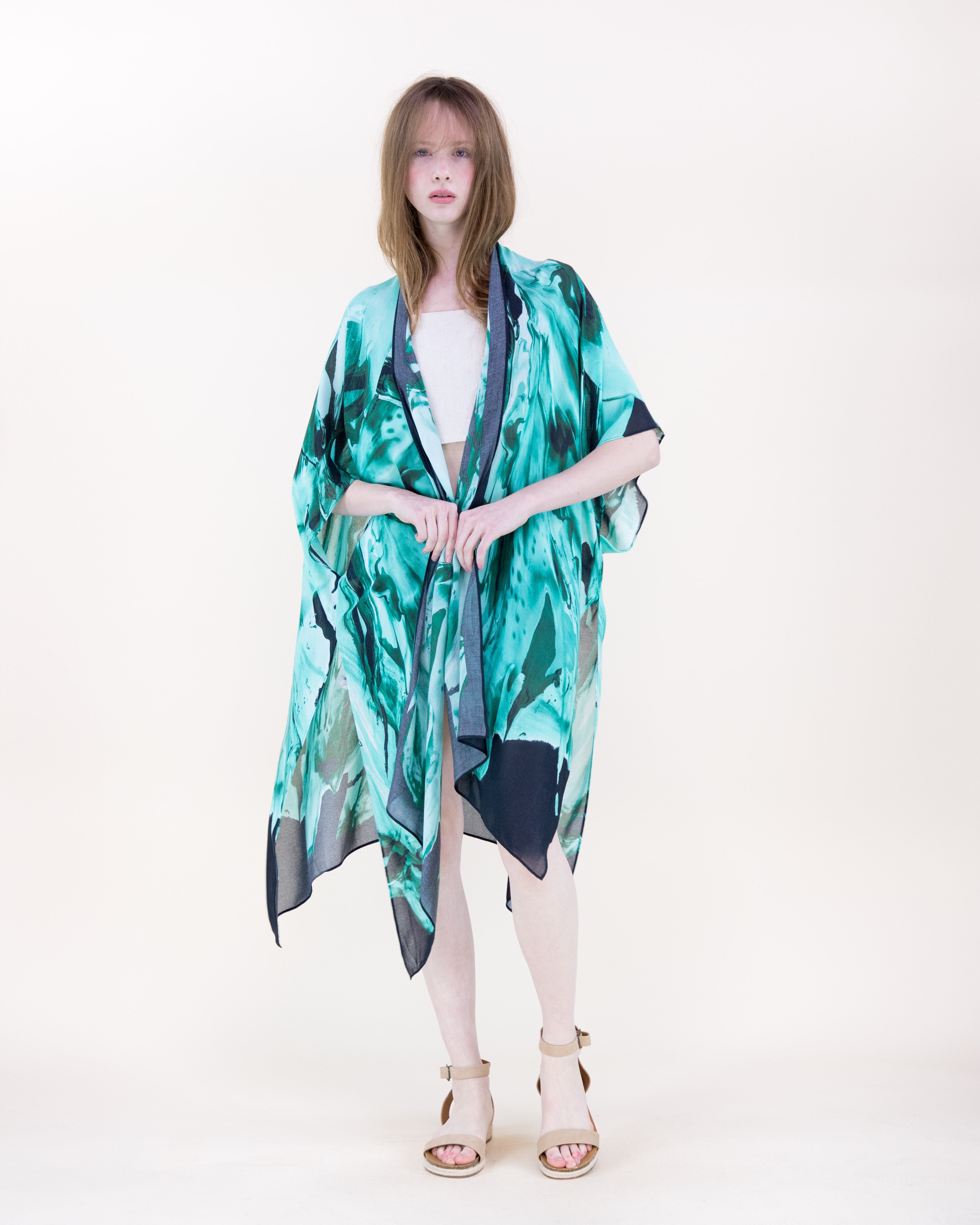 Zoisite Breeze Print Kimono - AQUA (OS) (Pack of 6)