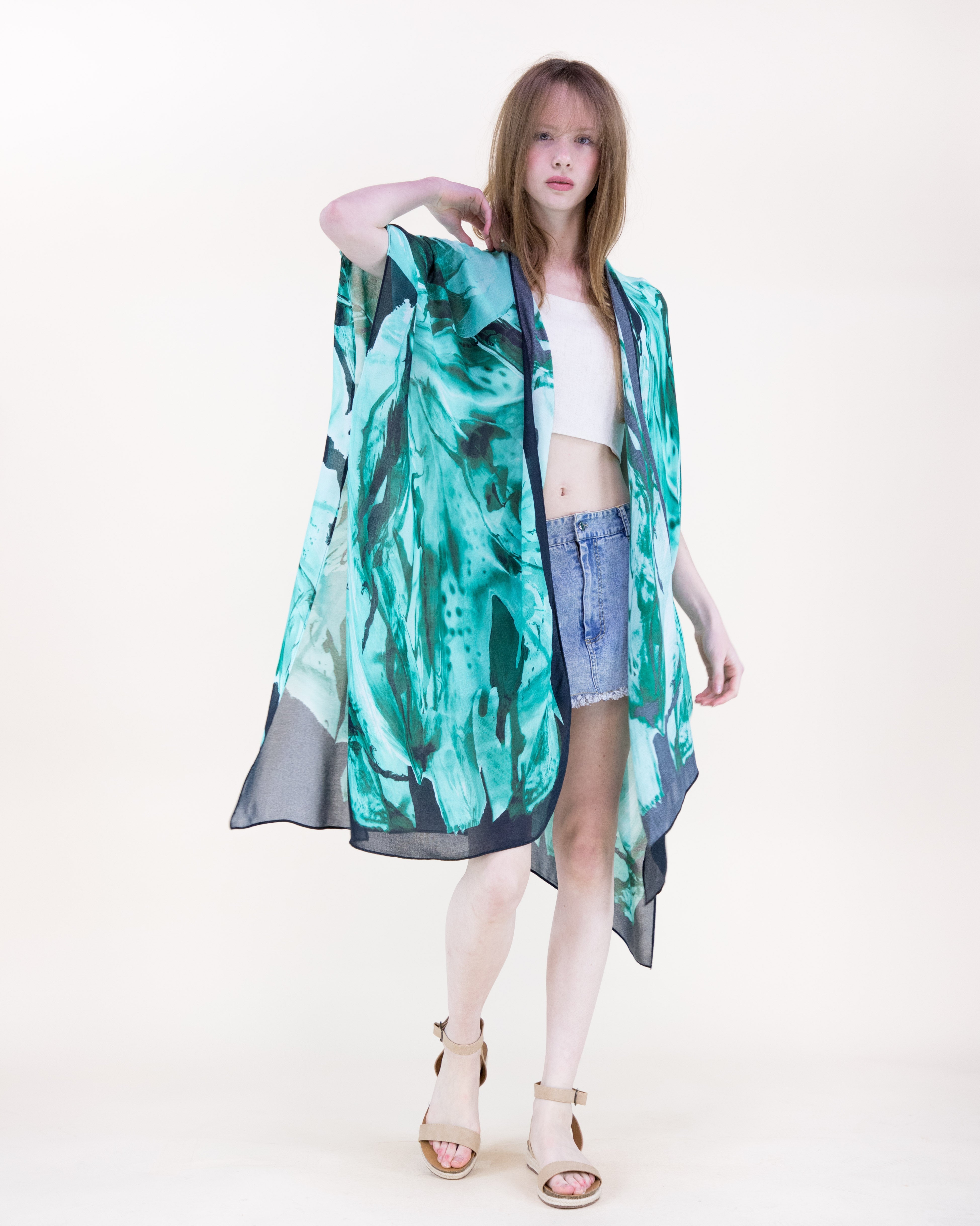 Zoisite Breeze Print Kimono - AQUA (OS) (Pack of 6)
