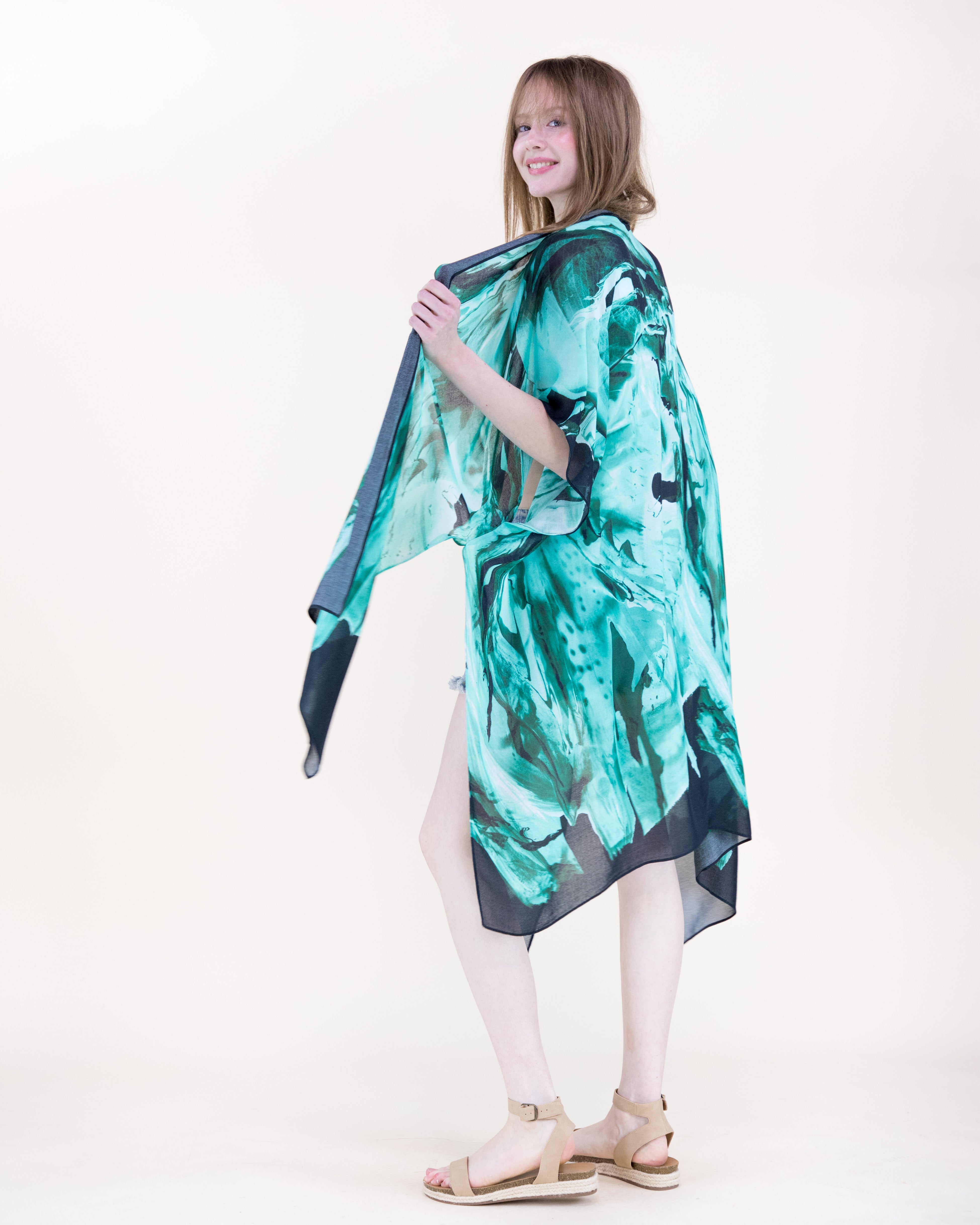 Zoisite Breeze Print Kimono - AQUA (OS) (Pack of 6)