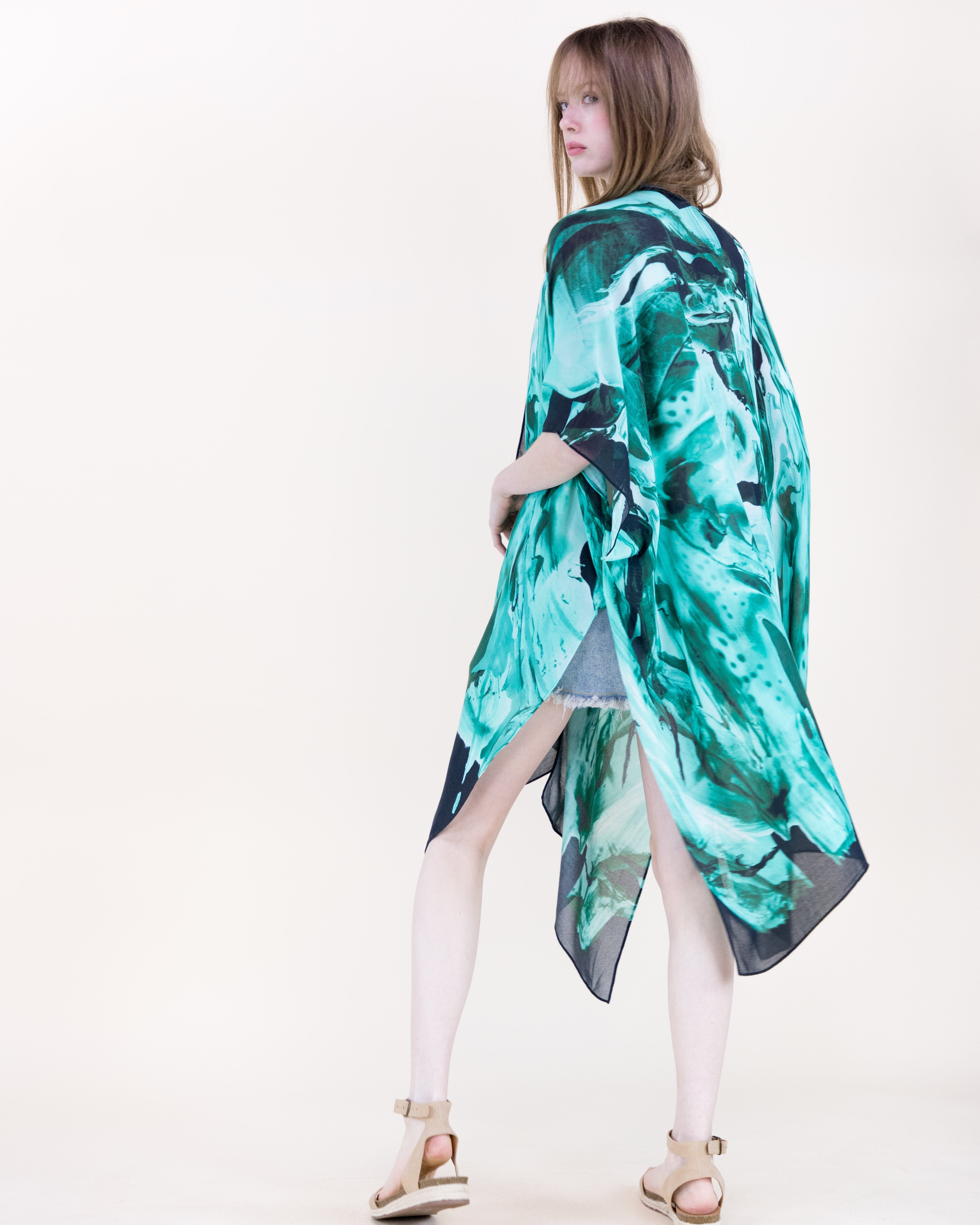 Zoisite Breeze Print Kimono - AQUA (OS) (Pack of 6)
