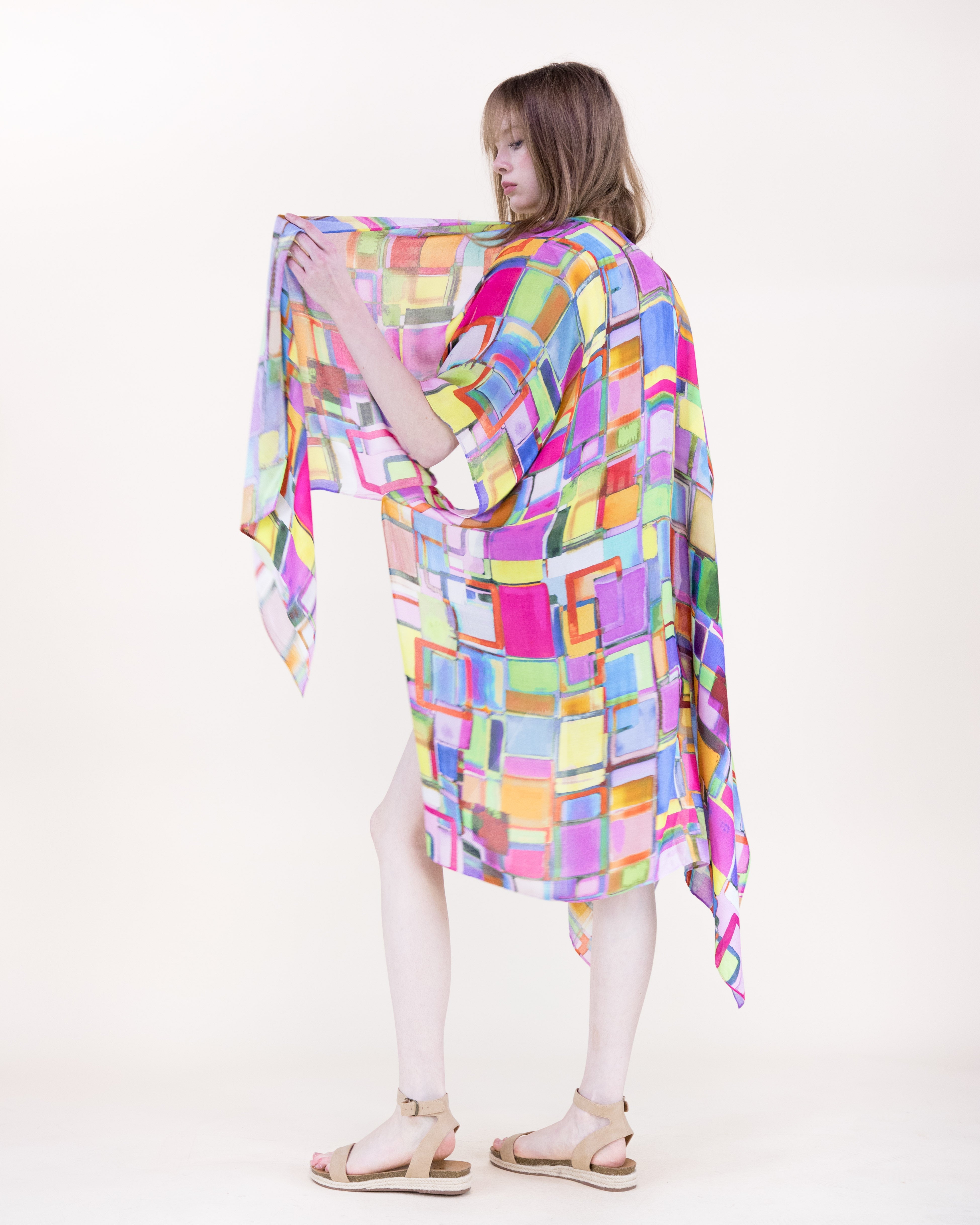 Sunset Mosaic Print Kimono - MULTICOLOR (OS) (Pack of 6)