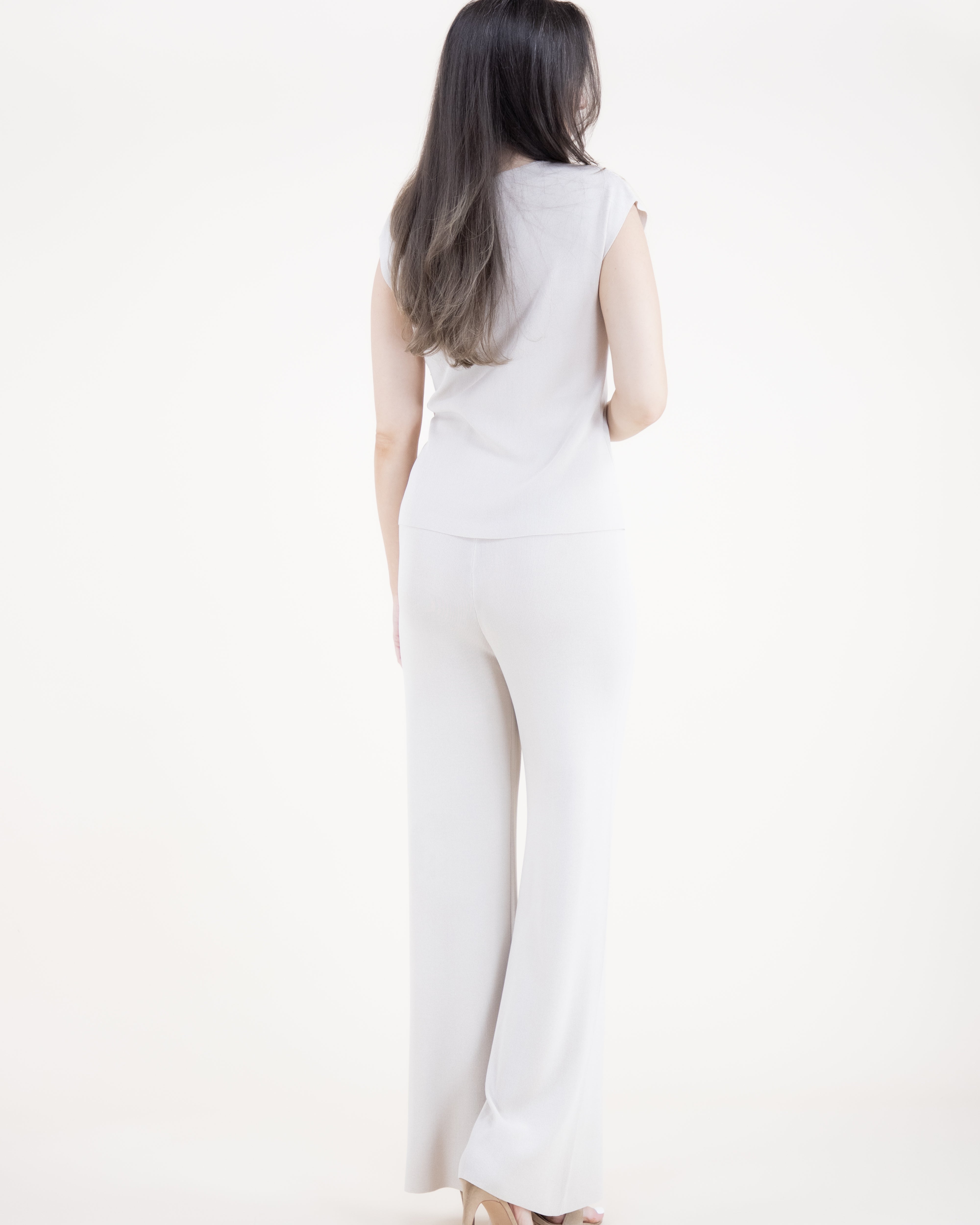 Neutral Wide Leg Thin Knit Pants - BEIGE (S/M, L/XL) (Pack of 6)