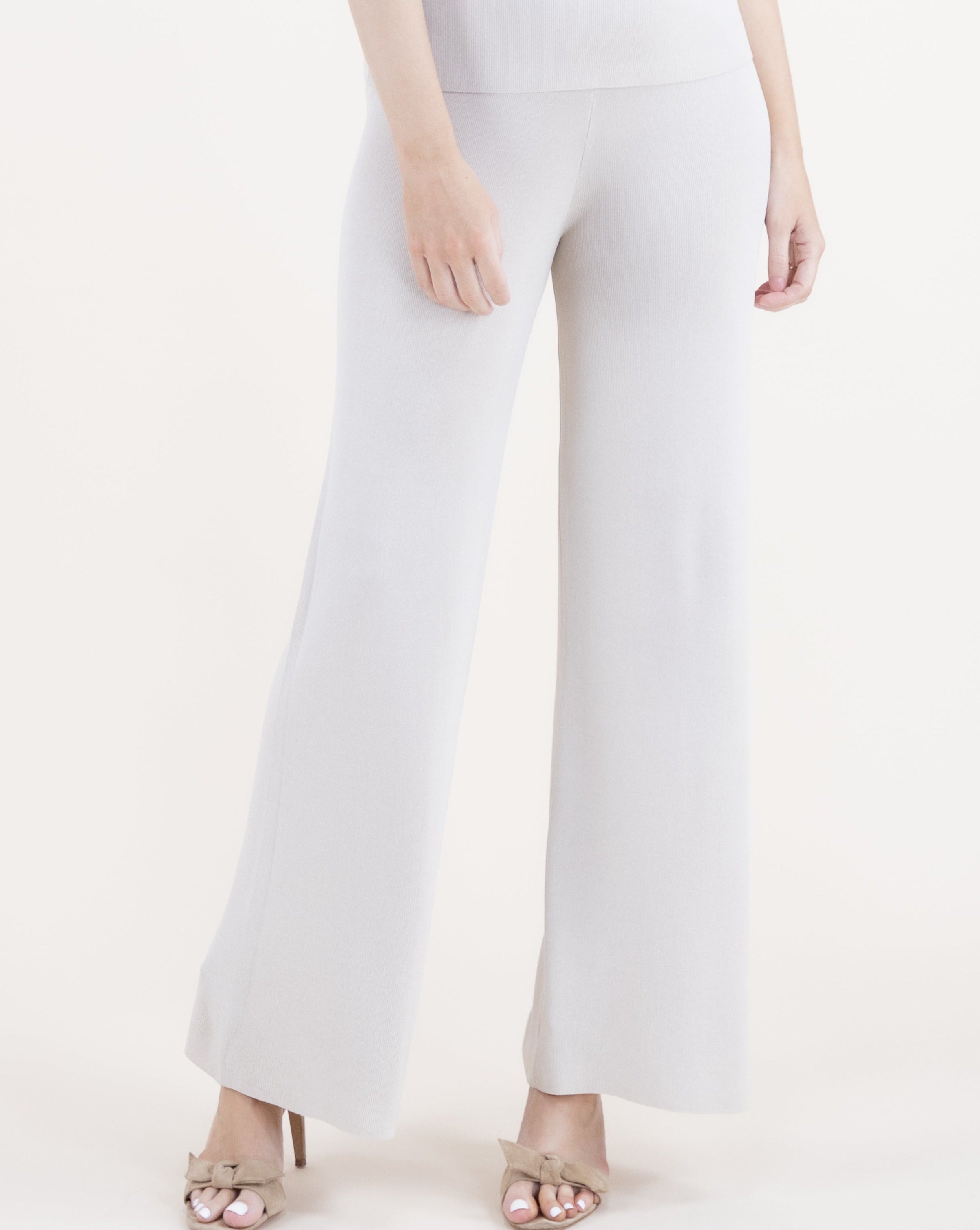 Neutral Wide Leg Thin Knit Pants - WHITE (S/M, L/XL) (Pack of 6)