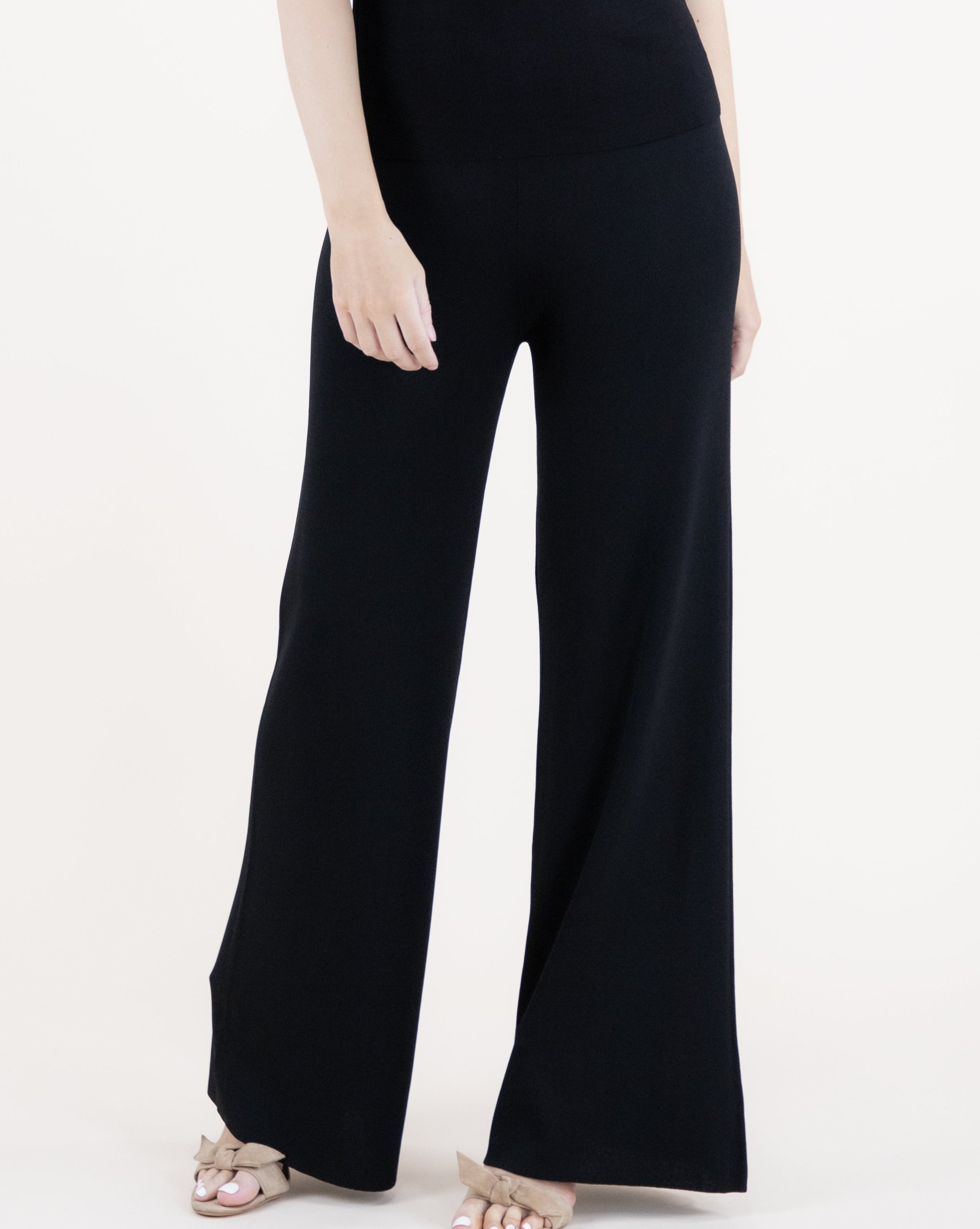Neutral Wide Leg Thin Knit Pants - BLACK (S/M, L/XL) (Pack of 6)