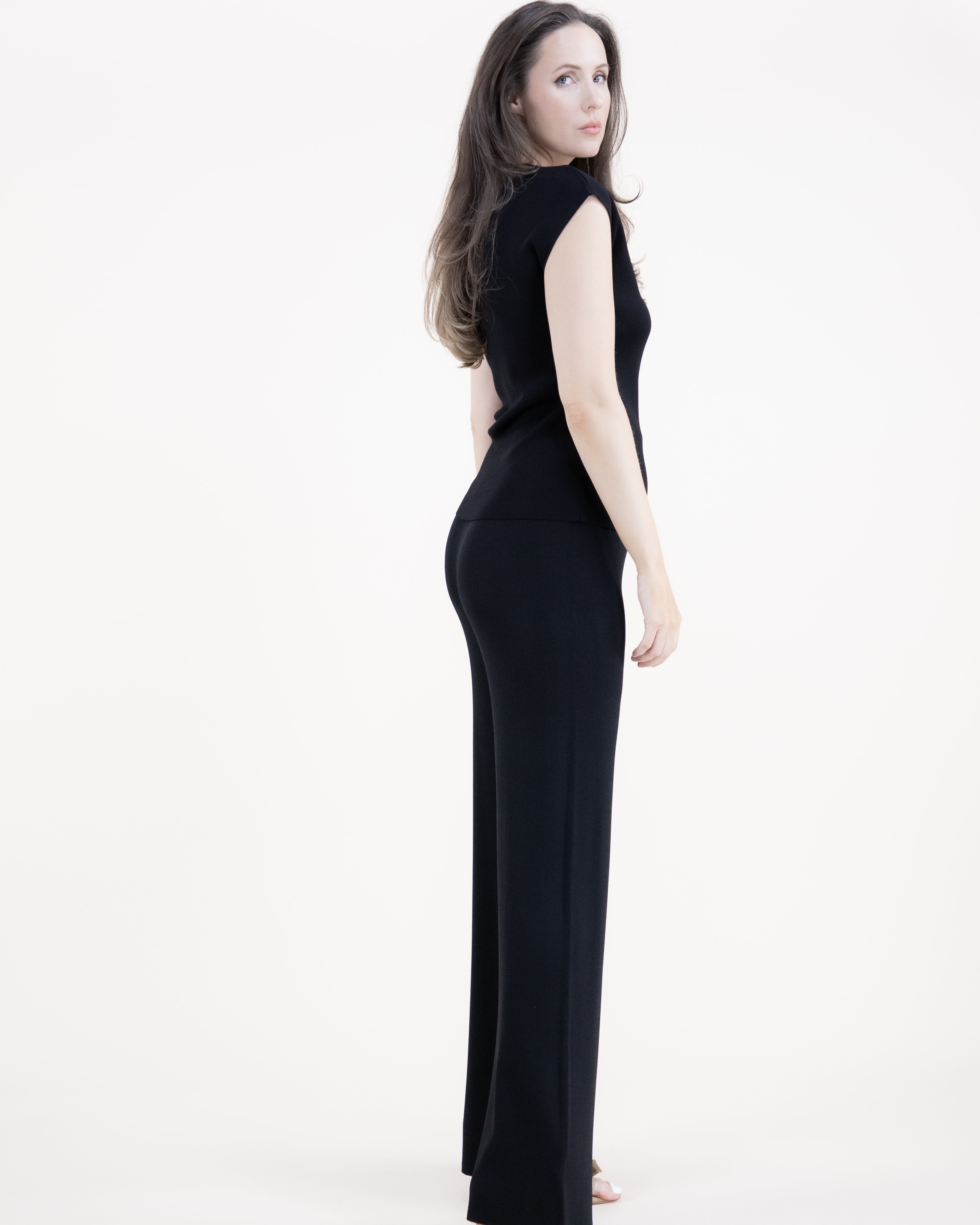 Neutral Wide Leg Thin Knit Pants - BLACK (S/M, L/XL) (Pack of 6)