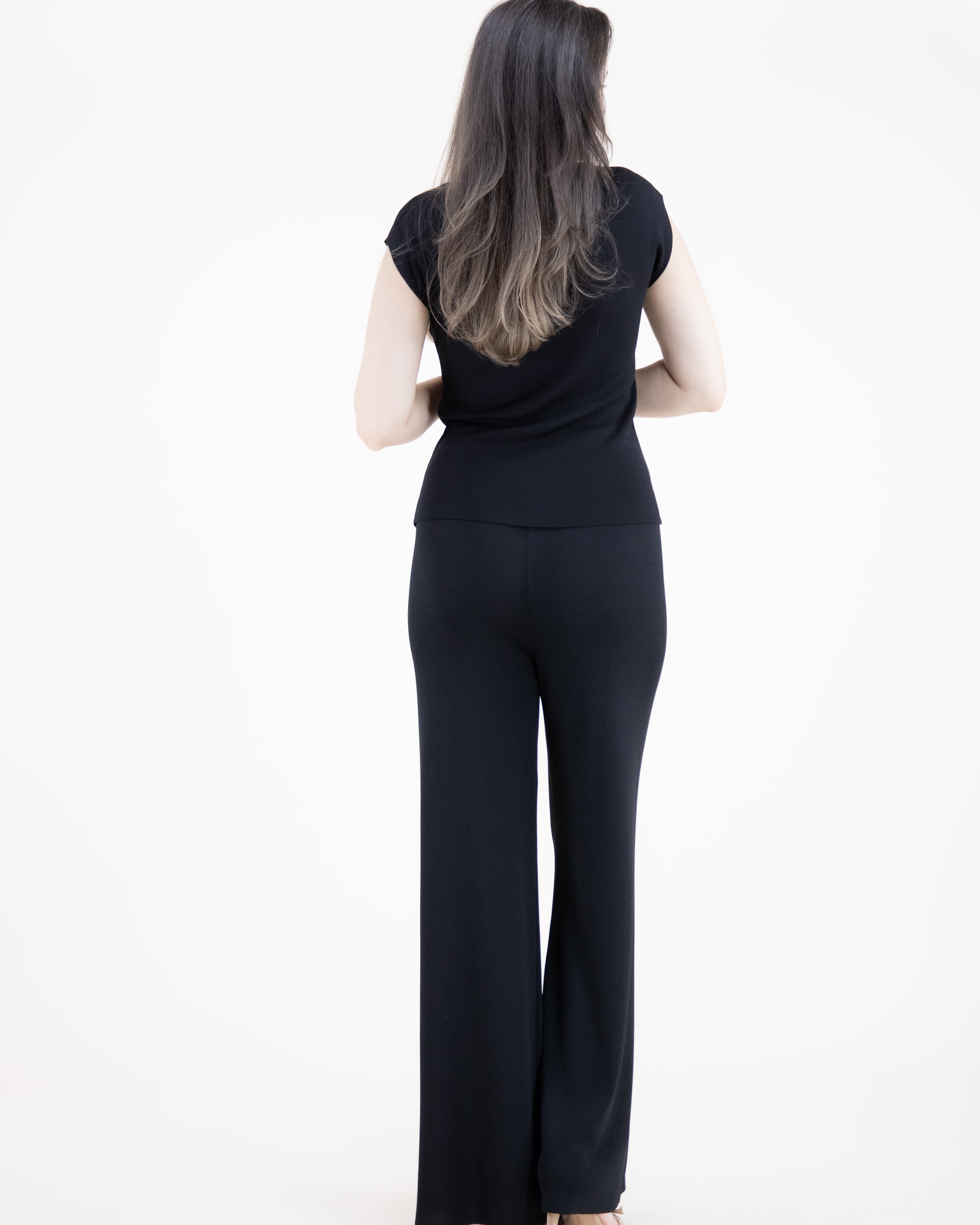 Neutral Wide Leg Thin Knit Pants - BLACK (S/M, L/XL) (Pack of 6)