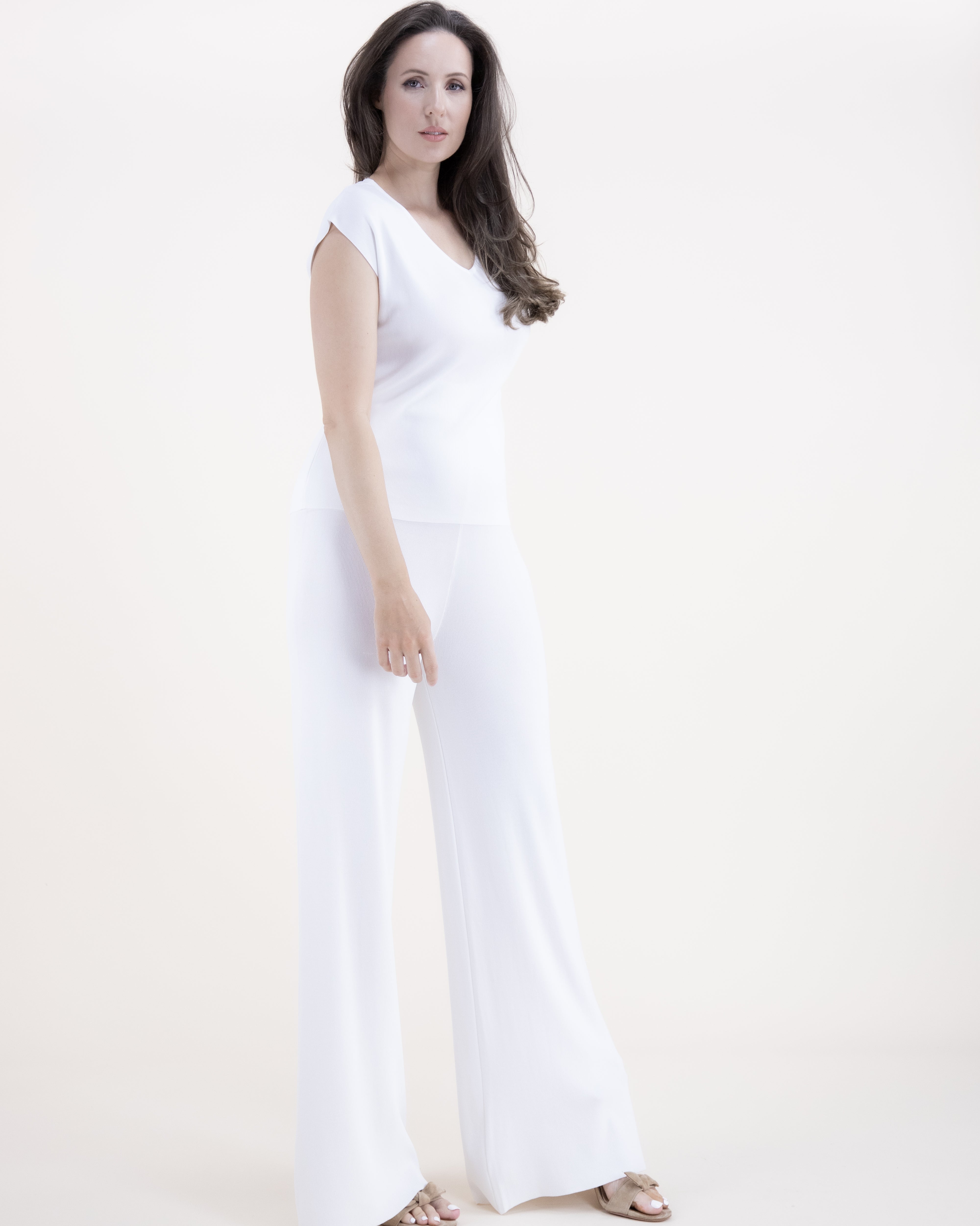 Neutral Wide Leg Thin Knit Pants - WHITE (S/M, L/XL) (Pack of 6)