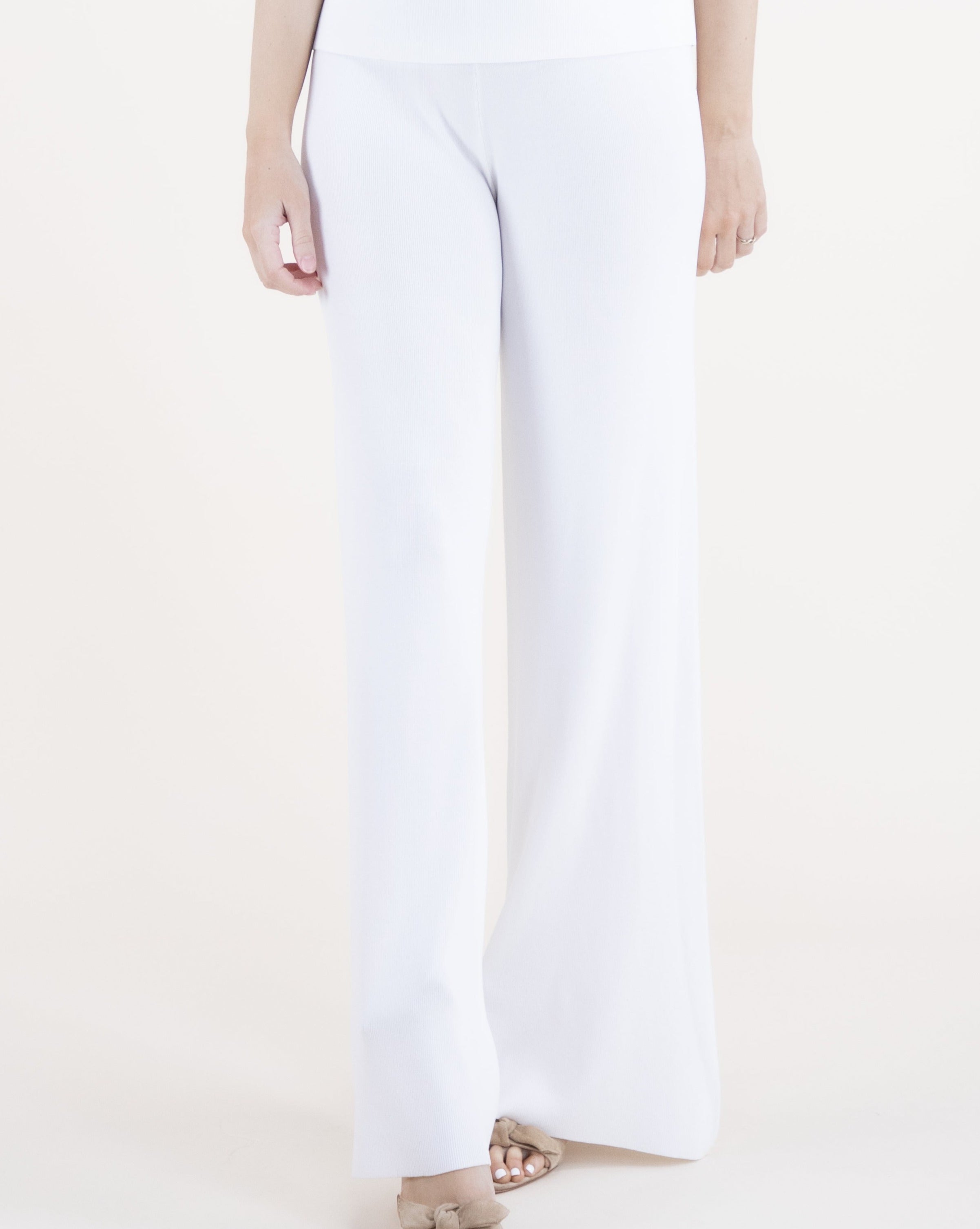 Neutral Wide Leg Thin Knit Pants - WHITE (S/M, L/XL) (Pack of 6)