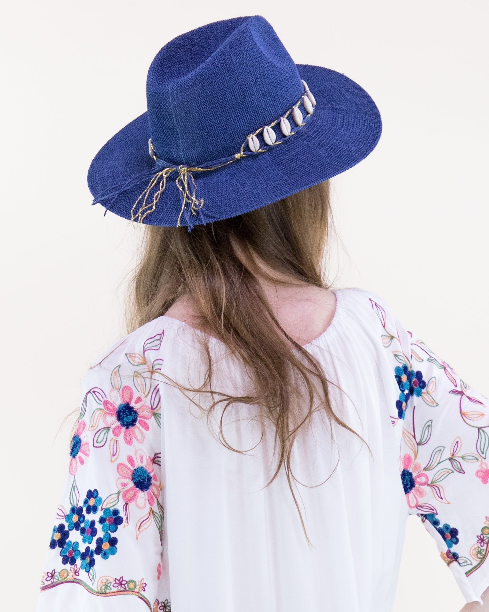 Natural Shell Band Teardrop Hat - NAVY (Pack of 6)