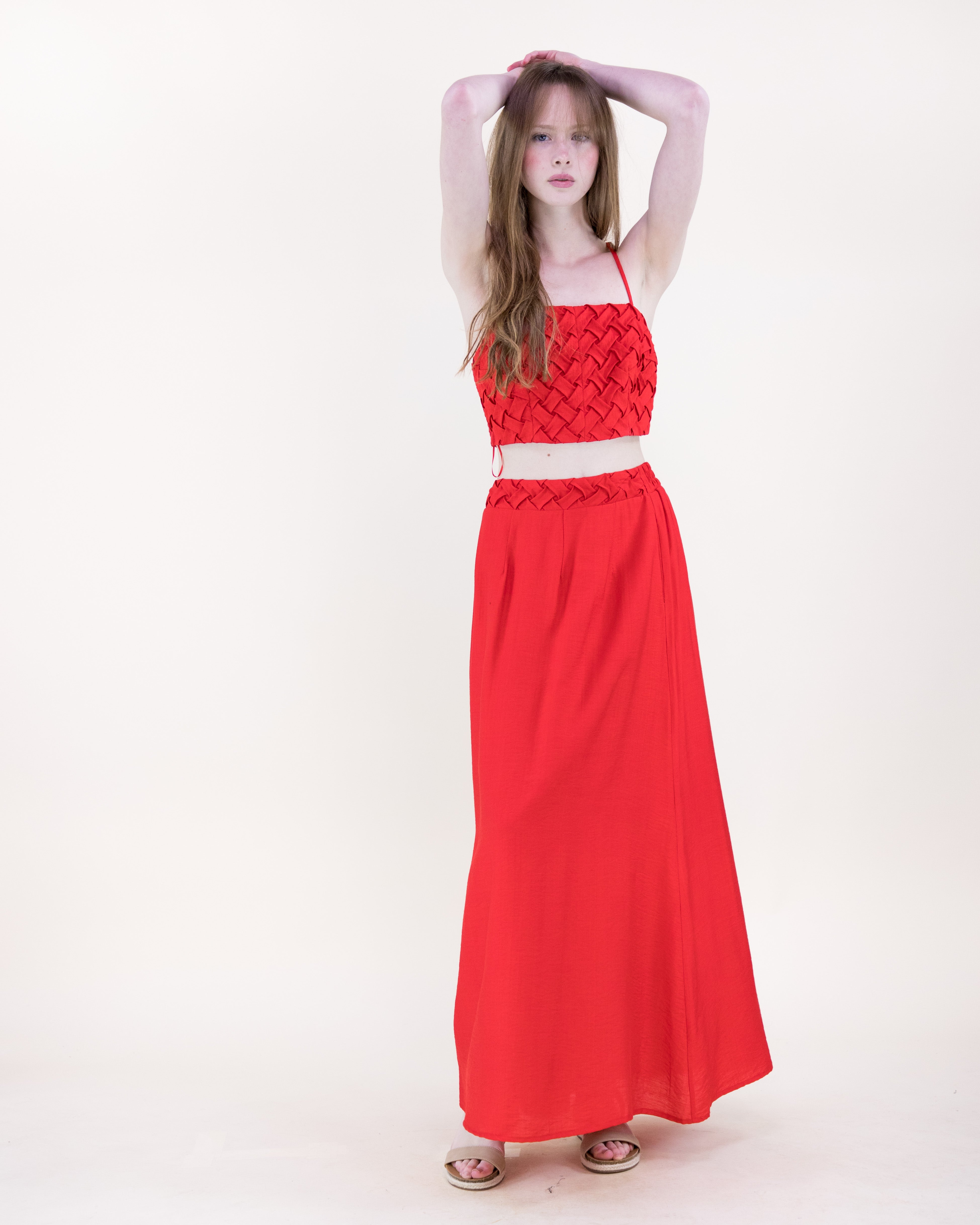 Artisanal Lattice Maxi Skirt - RED (S/M, L/XL) (Pack of 6)