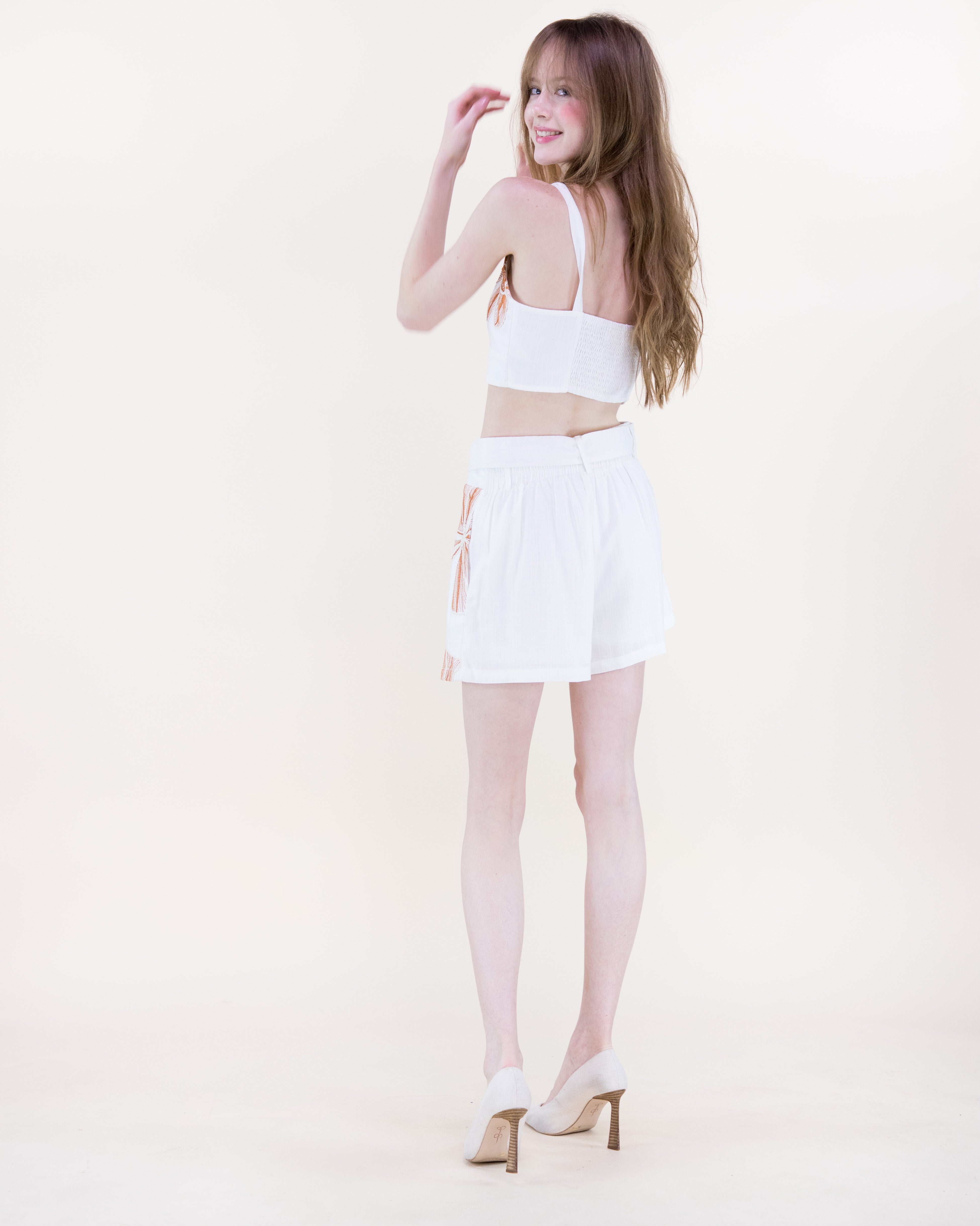 Embroidered Petals Belted High Waisted Shorts - CAMEL (S/M, L/XL) (Pack of 6)