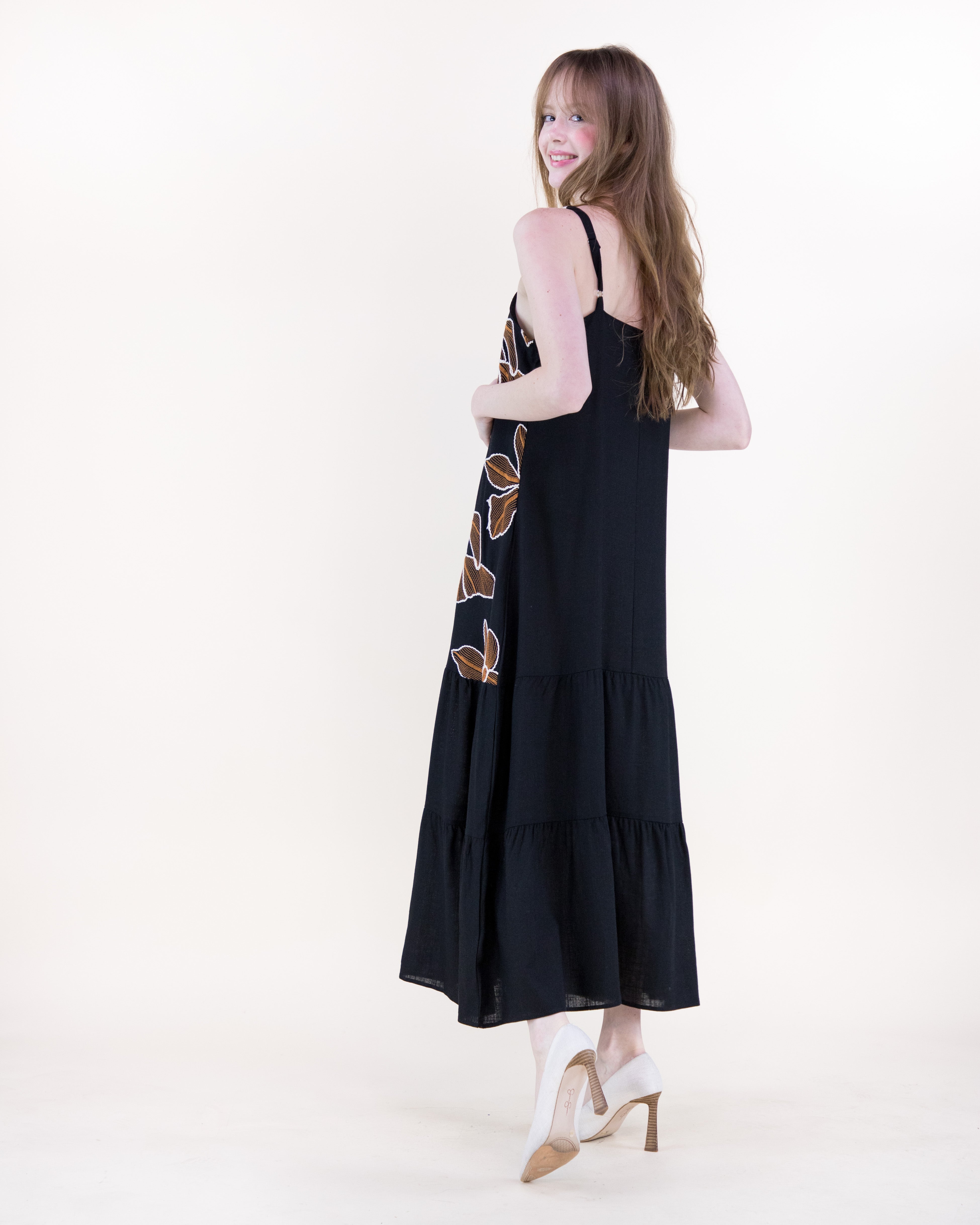 Embroidered Petals Tiered Maxi Dress - WHITE (S/M, L/XL) (Pack of 6)