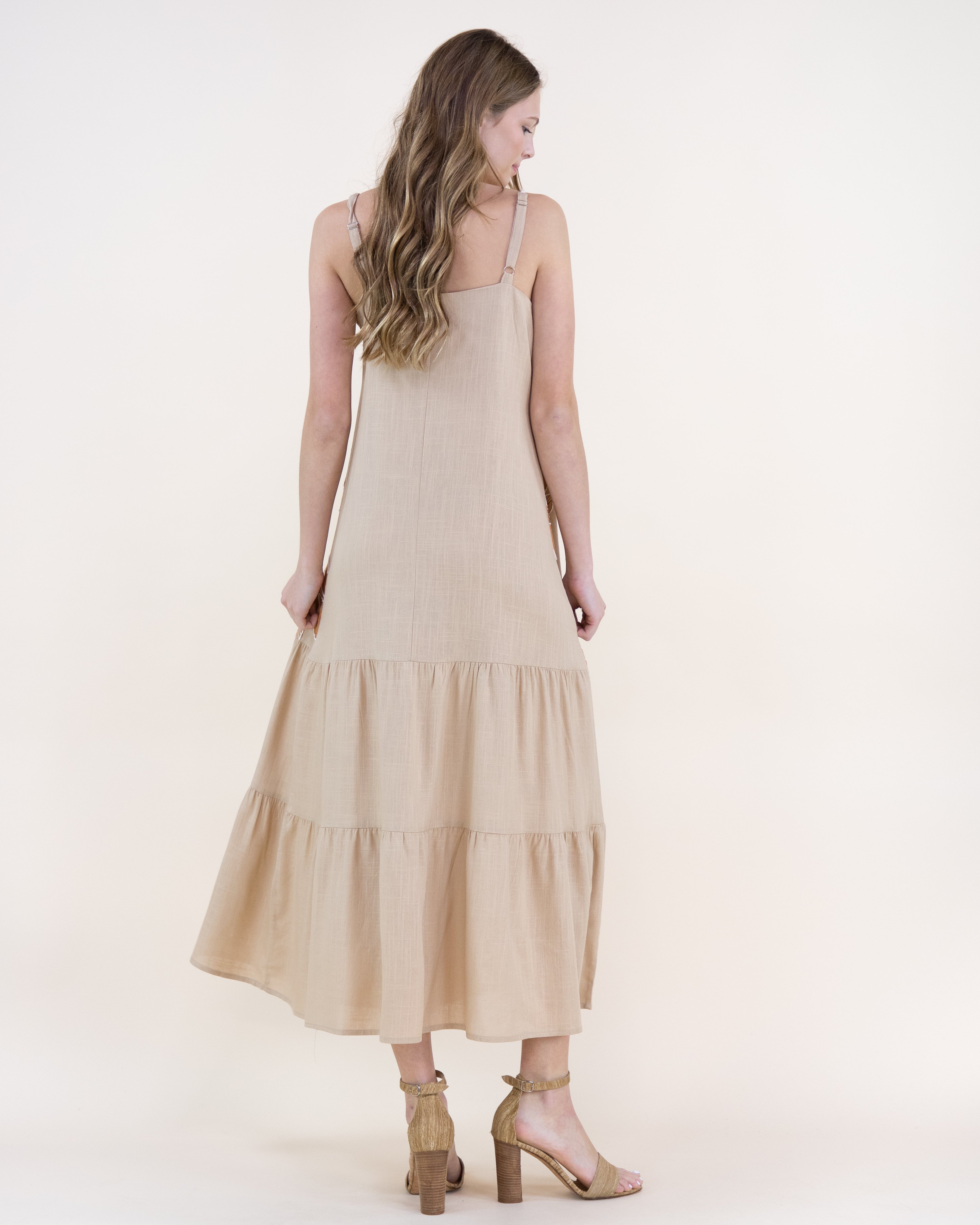 Embroidered Petals Tiered Maxi Dress - WHITE (S/M, L/XL) (Pack of 6)