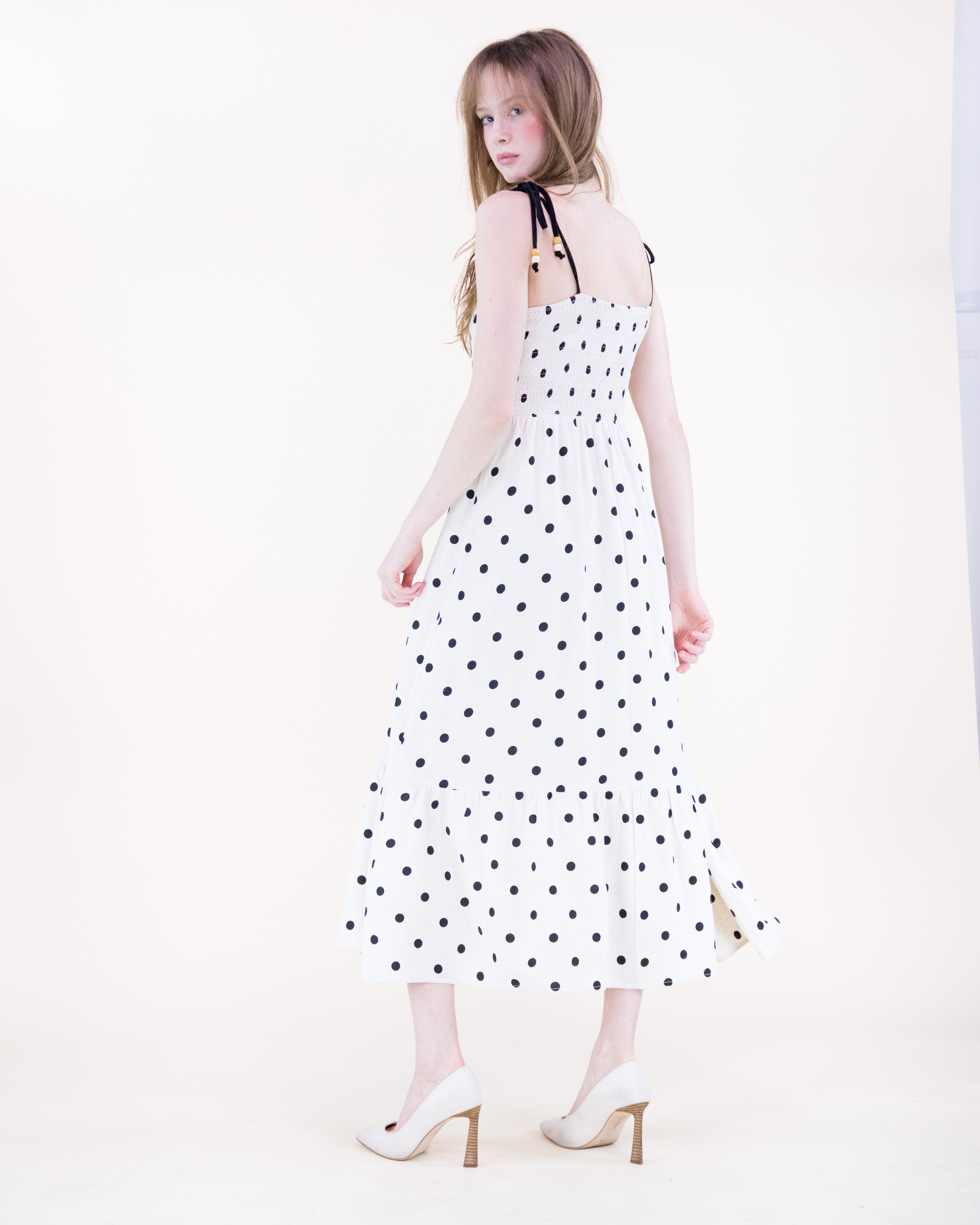 Summer Polka Dots Dress - BEIGE BLACK (S/M, L/XL) (Pack of 6)
