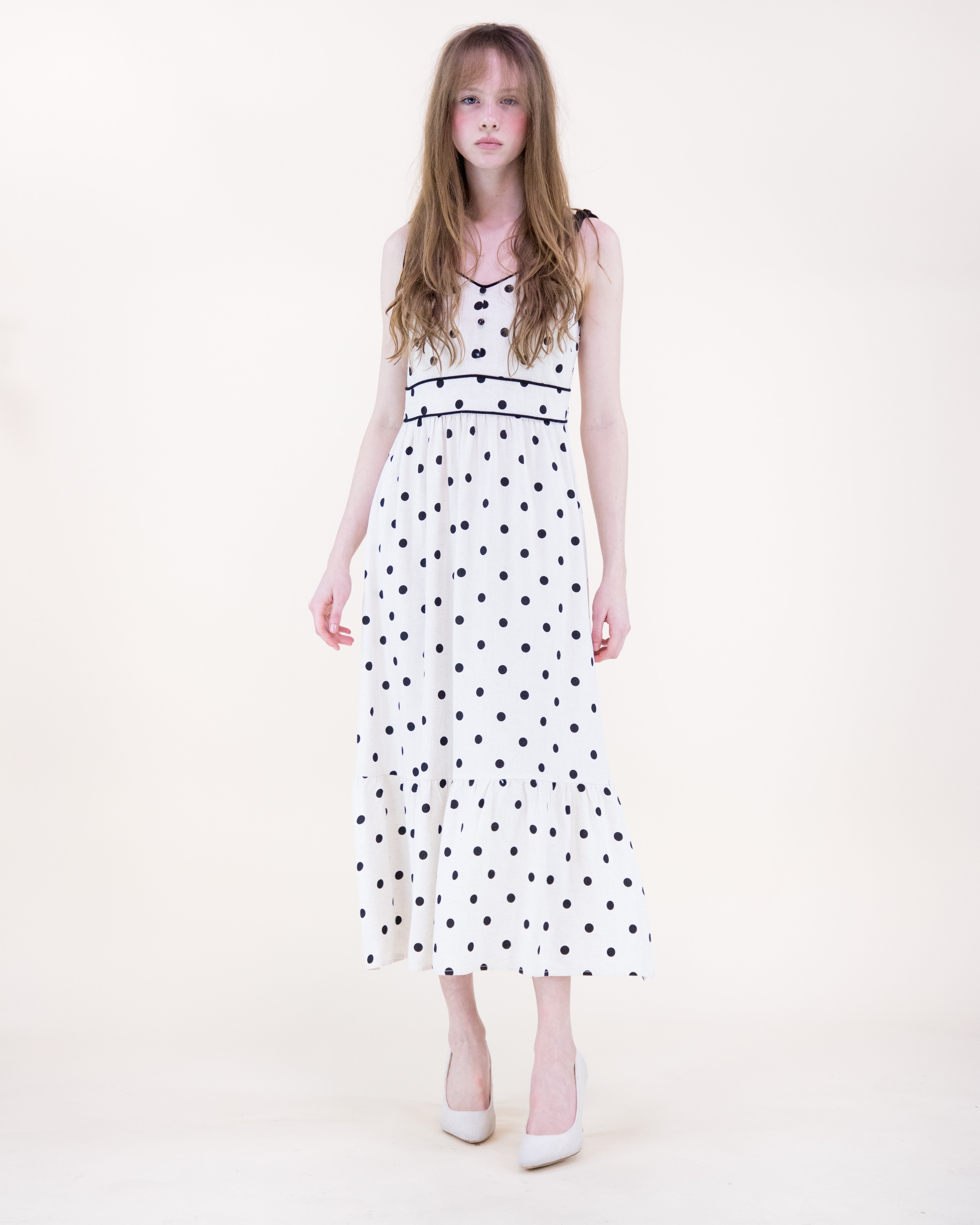 Summer Polka Dots Dress - BEIGE BLACK (S/M, L/XL) (Pack of 6)