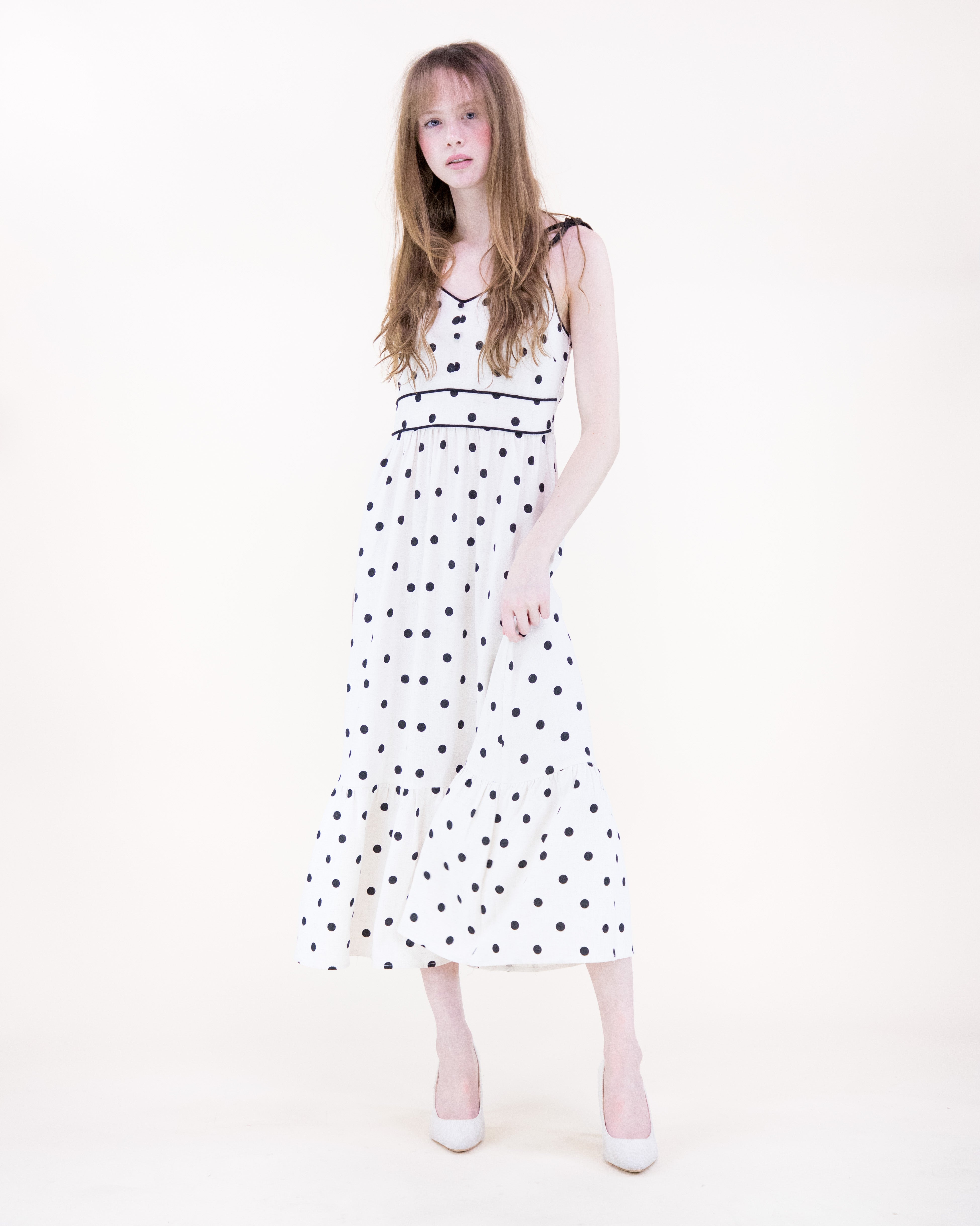 Summer Polka Dots Dress - BEIGE BLACK (S/M, L/XL) (Pack of 6)