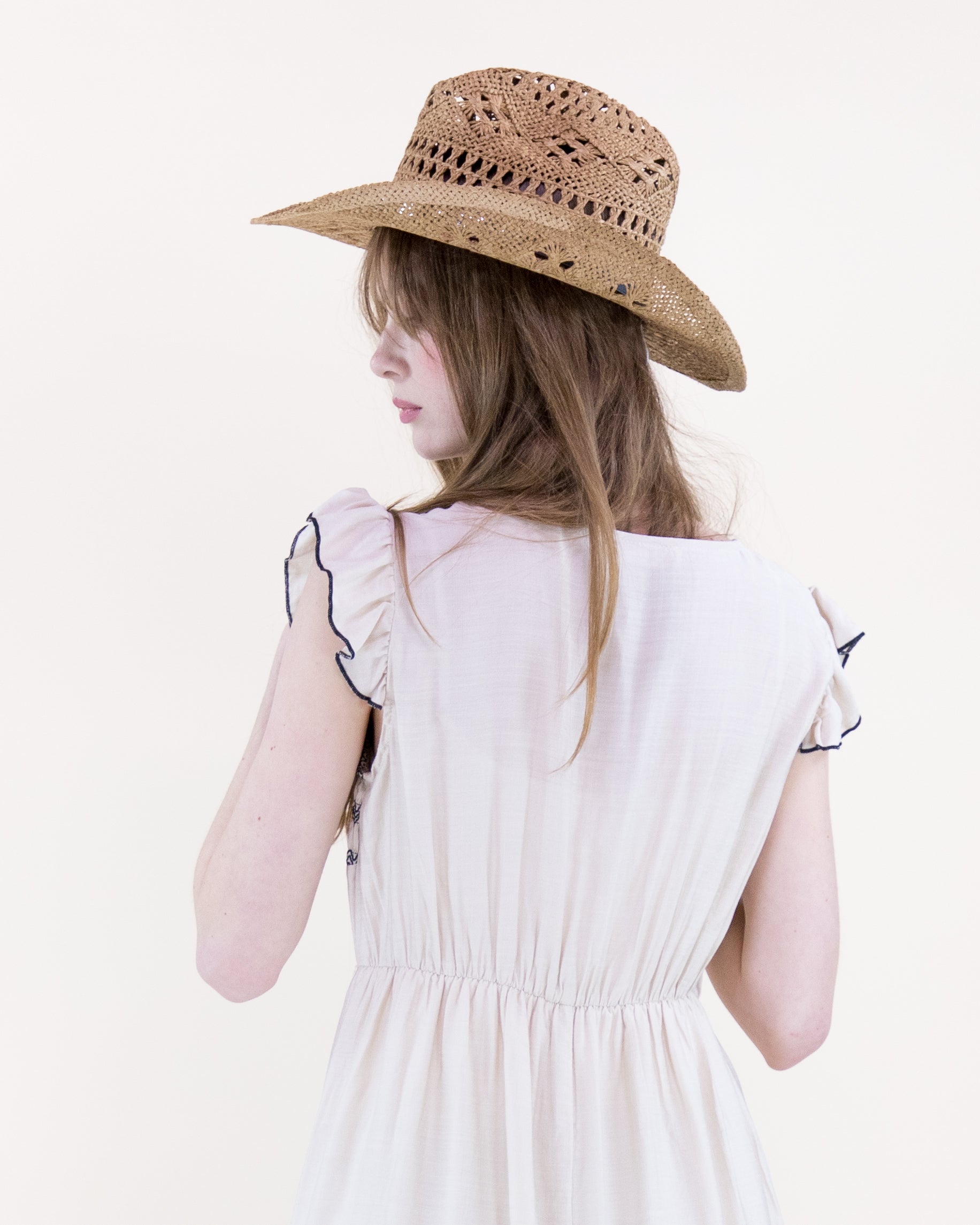 Crochet Concho Band Cowgirl Hat - WHITE (Pack of 6)