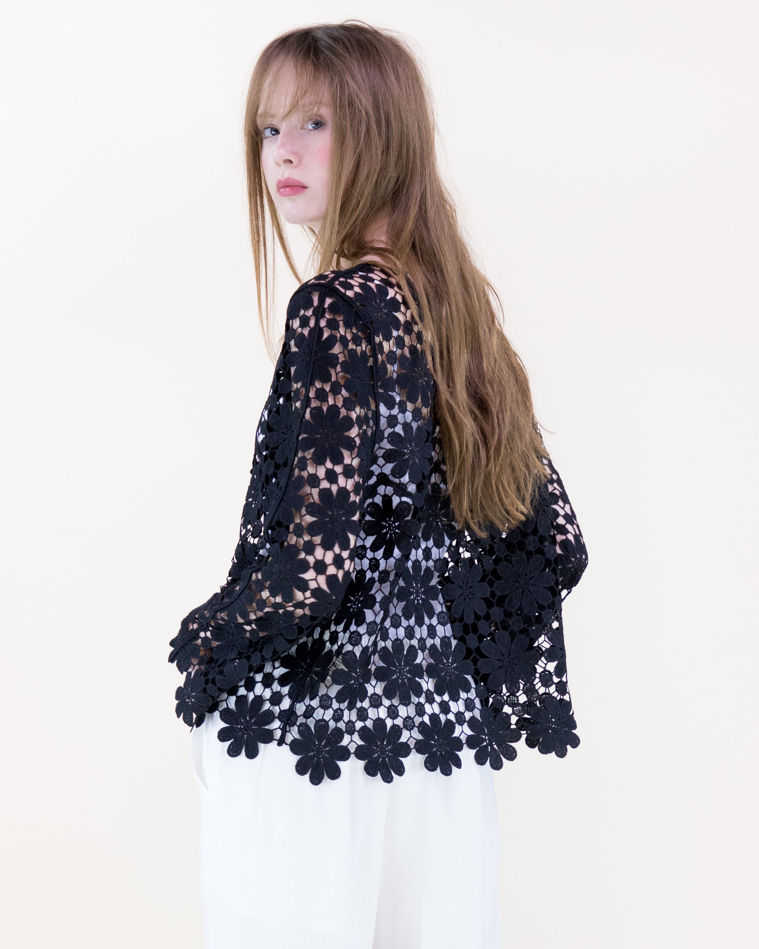 Meadow Bloom Long Sleeve Lace Top - BLACK (OS) (Pack of 6)