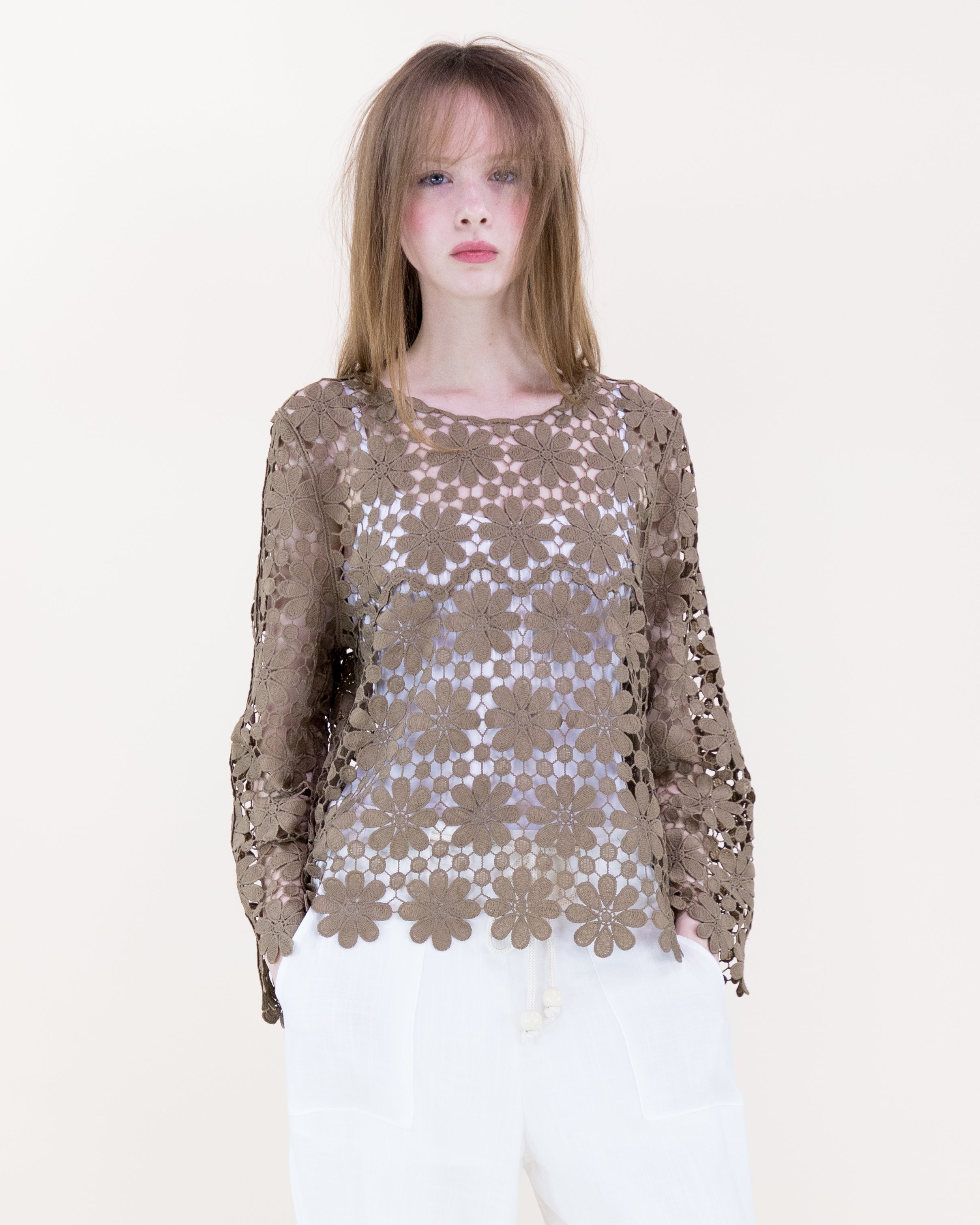 Meadow Bloom Long Sleeve Lace Top - BLACK (OS) (Pack of 6)