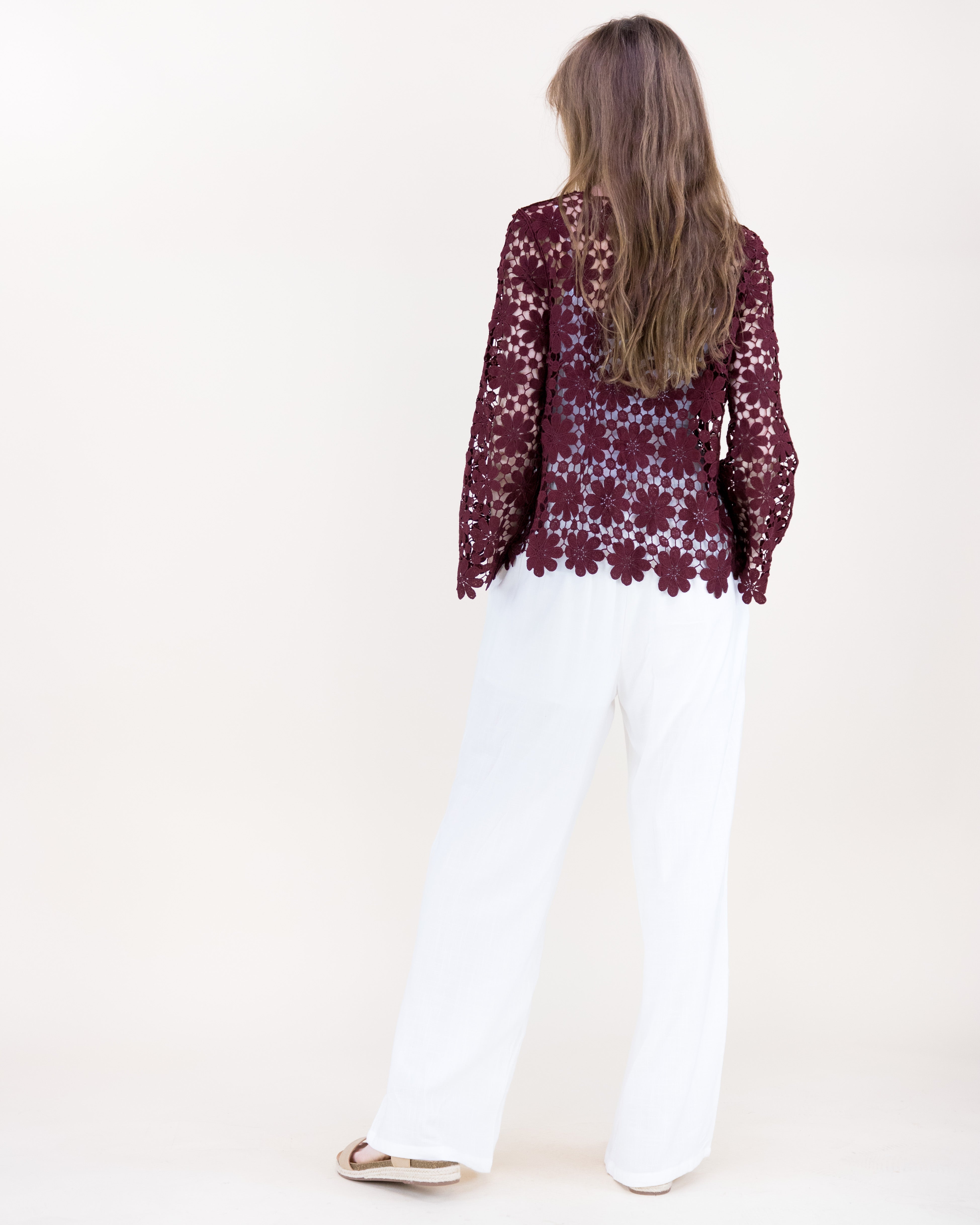 Meadow Bloom Long Sleeve Lace Top - BLACK (OS) (Pack of 6)