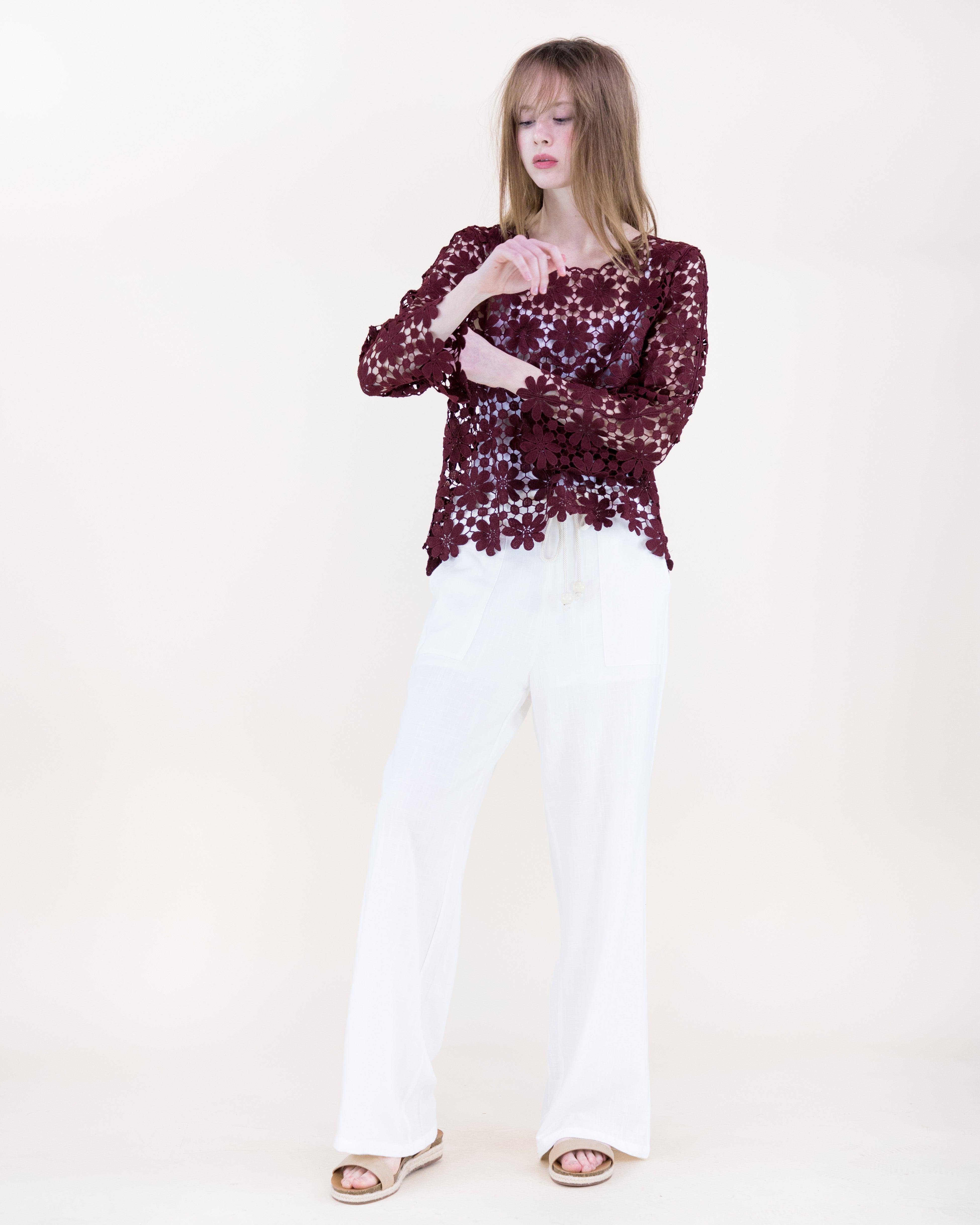 Meadow Bloom Long Sleeve Lace Top - BLACK (OS) (Pack of 6)