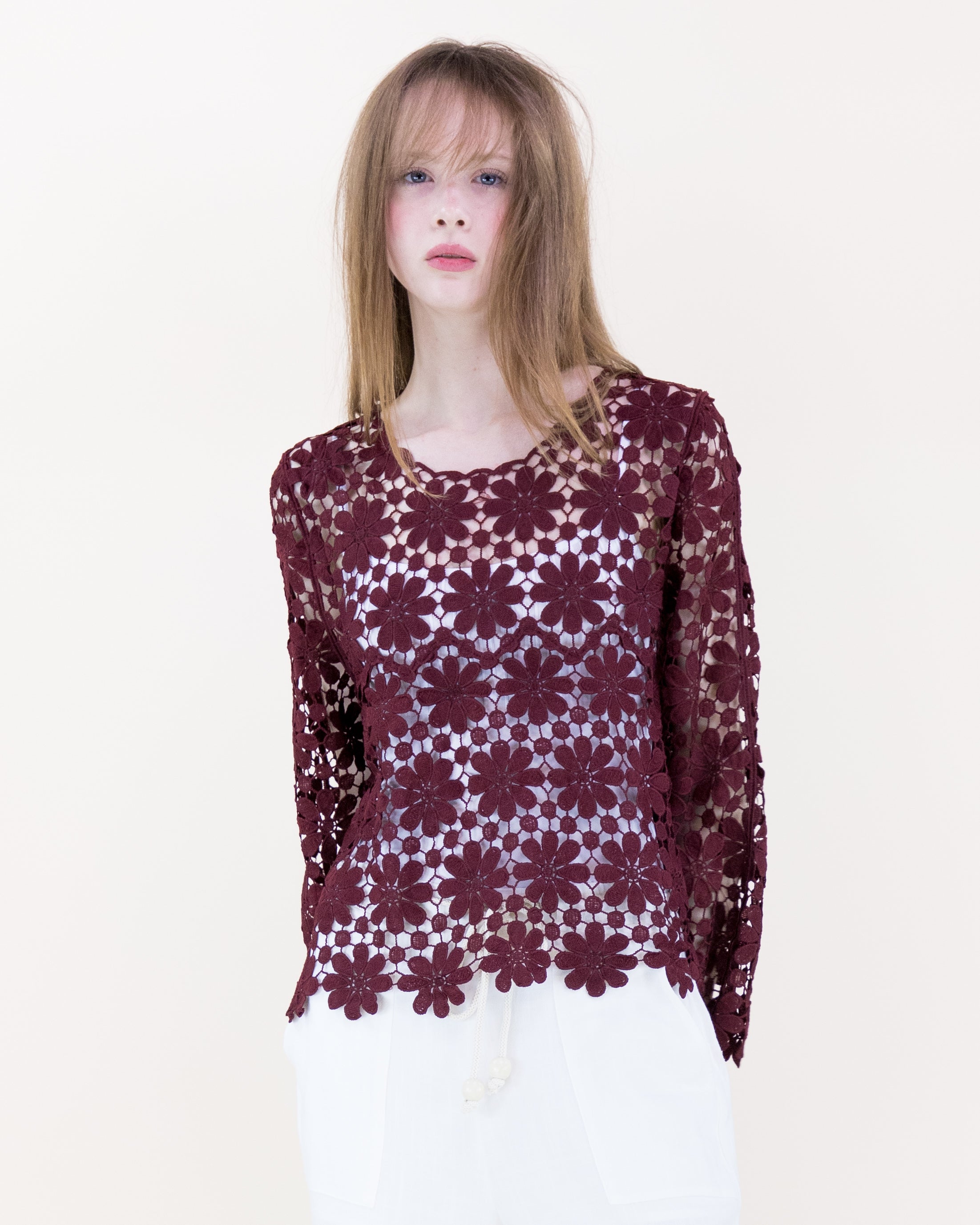 Meadow Bloom Long Sleeve Lace Top - BLACK (OS) (Pack of 6)