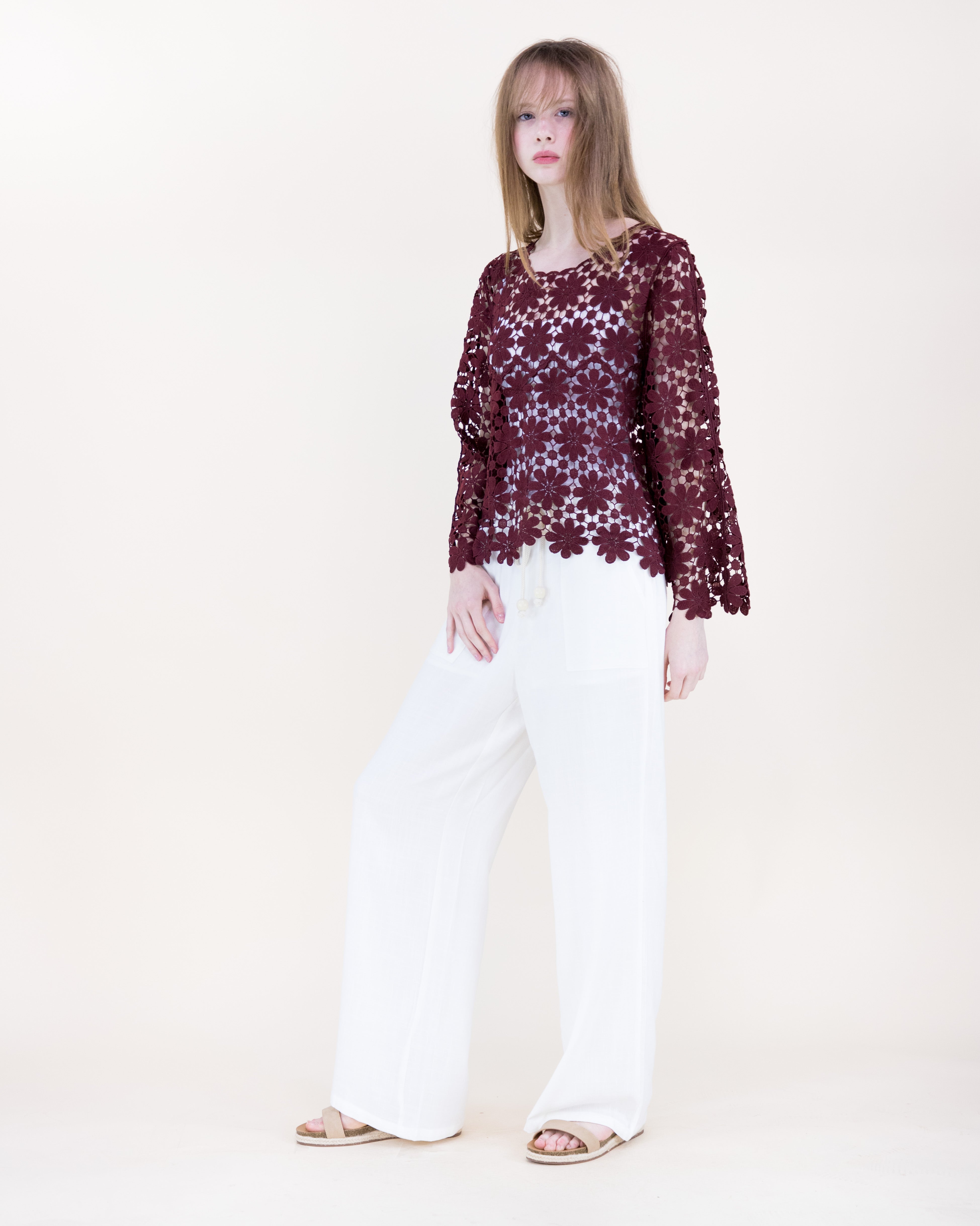 Meadow Bloom Long Sleeve Lace Top - BLACK (OS) (Pack of 6)