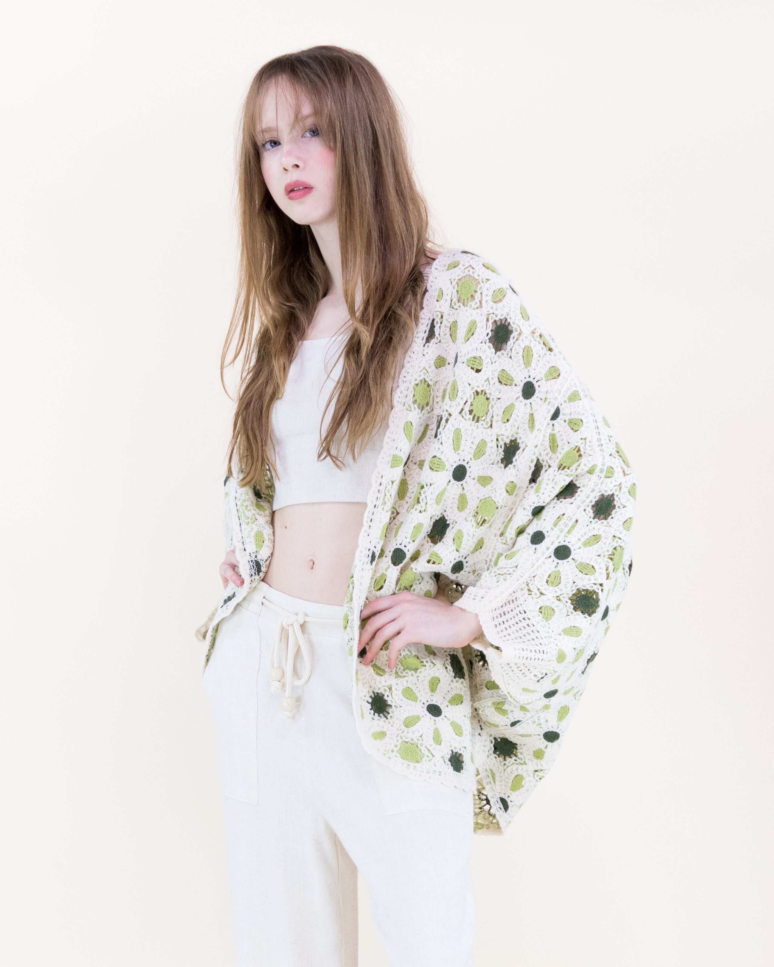 Floral Loom Crochet Lace Bat Wing Cardigan - MOCHA (OS) (Pack of 6)