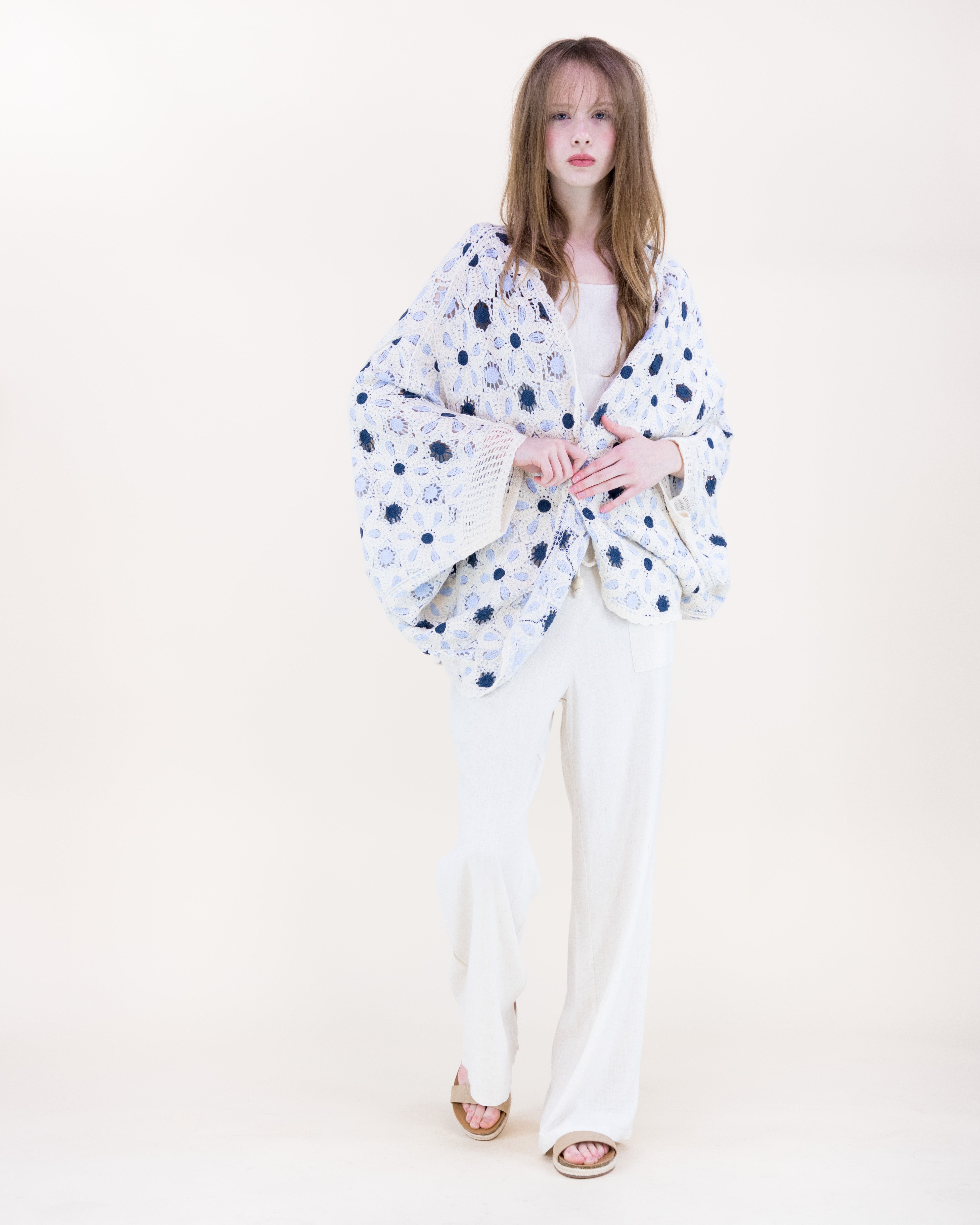 Floral Loom Crochet Lace Bat Wing Cardigan - MOCHA (OS) (Pack of 6)